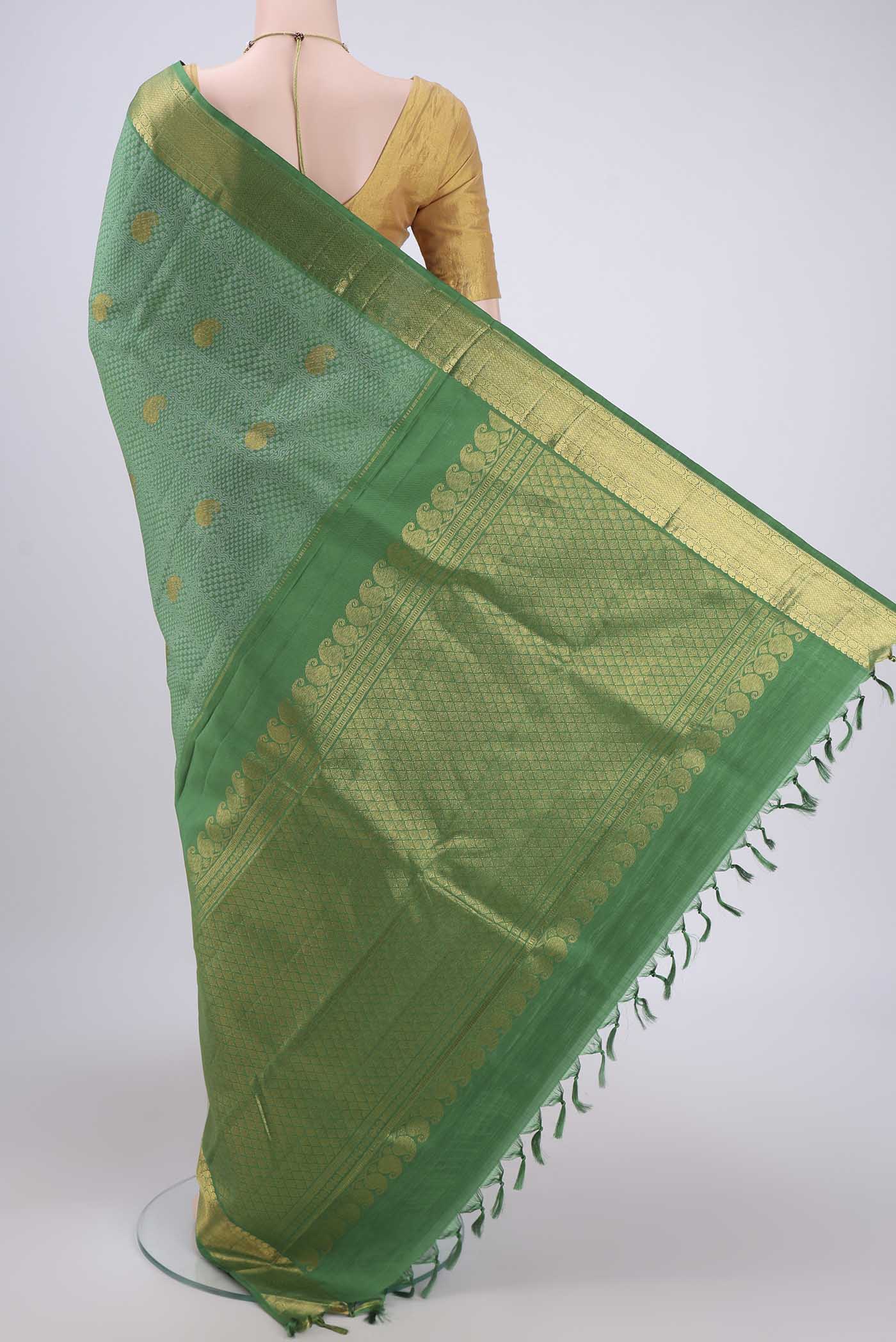 Green Kanjivaram Silk Saree - Image 3