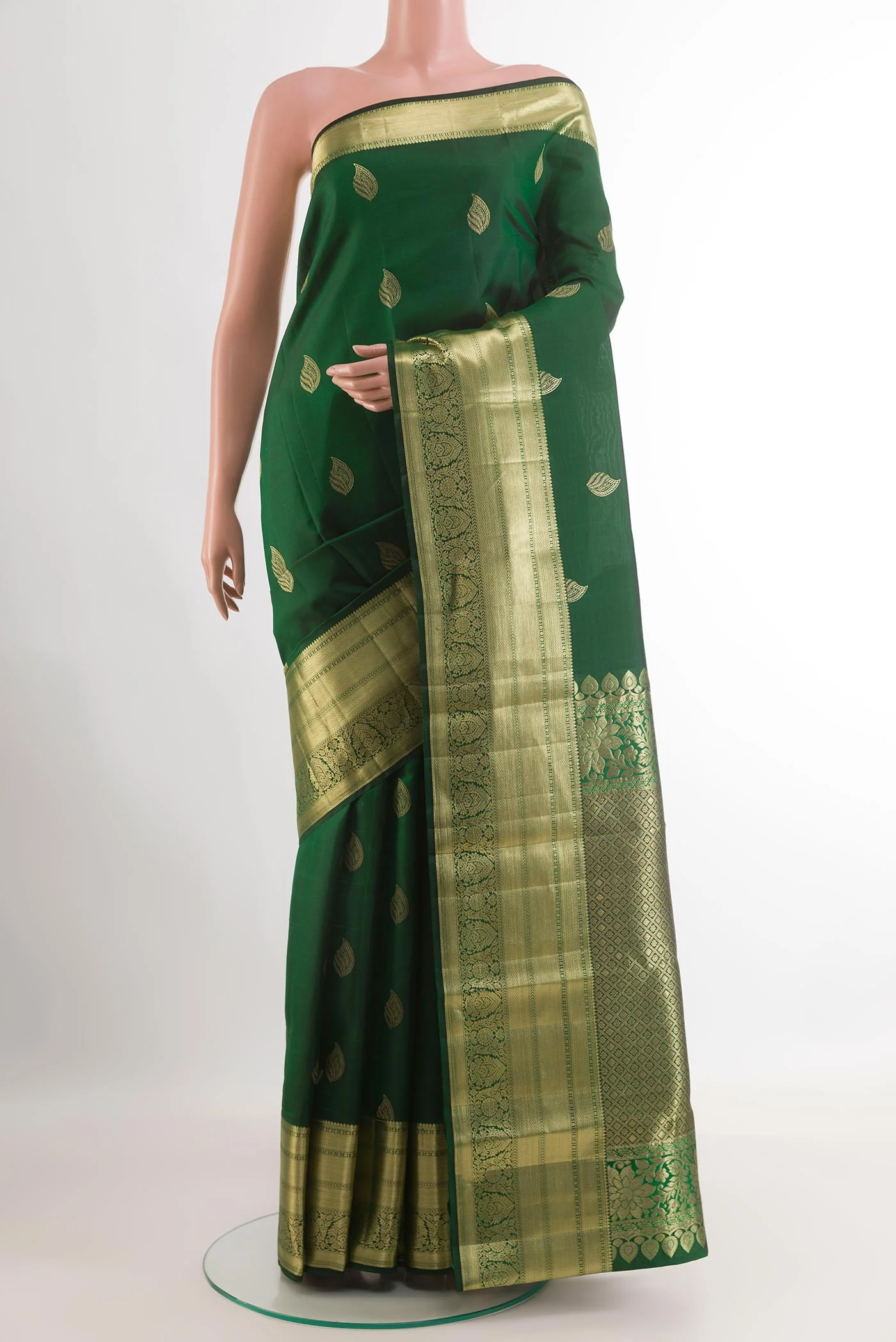 Bottle Green Kanjivaram Silk Saree