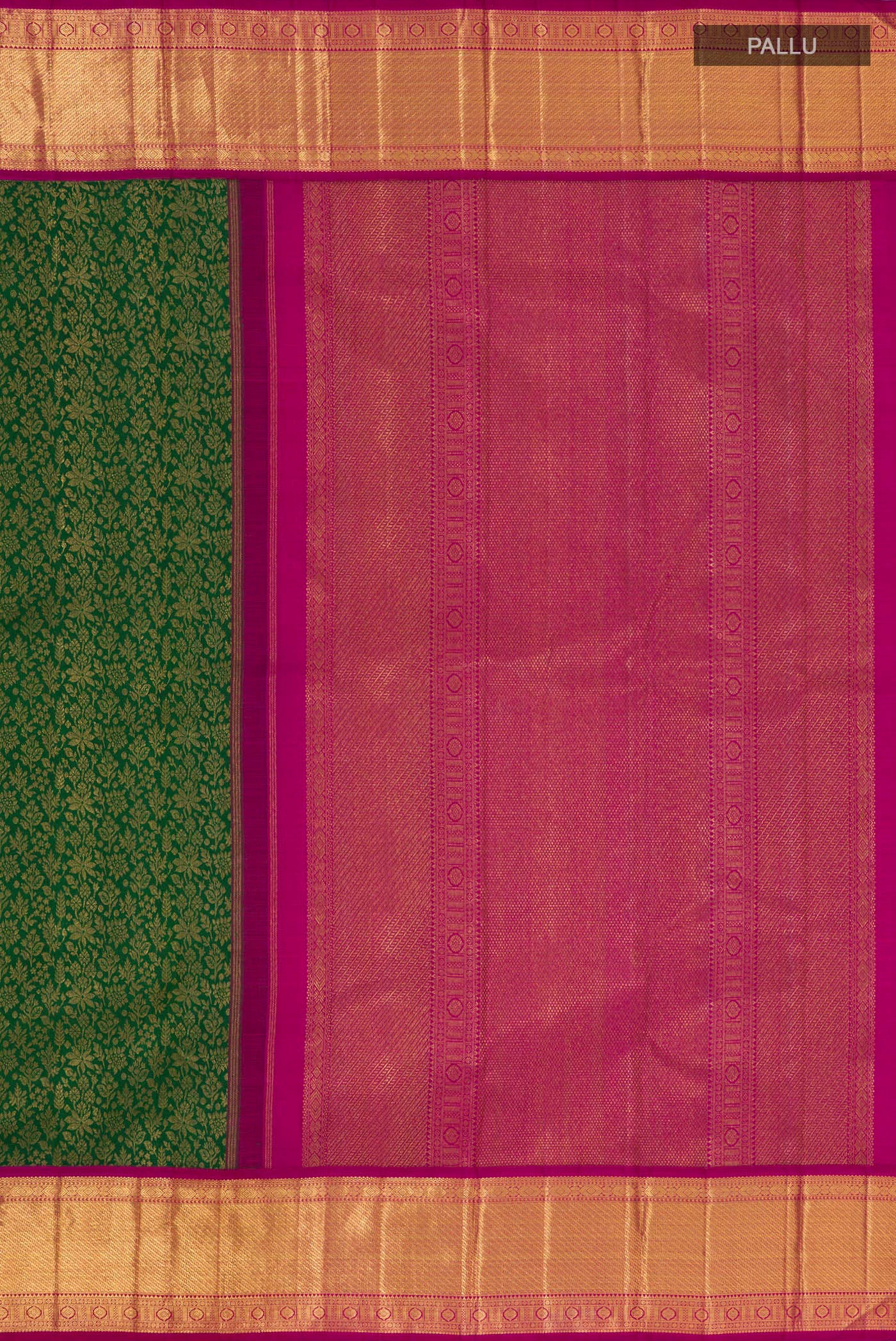 Pure Silk Pure Zari Green Kanjivaram Saree - Image 6
