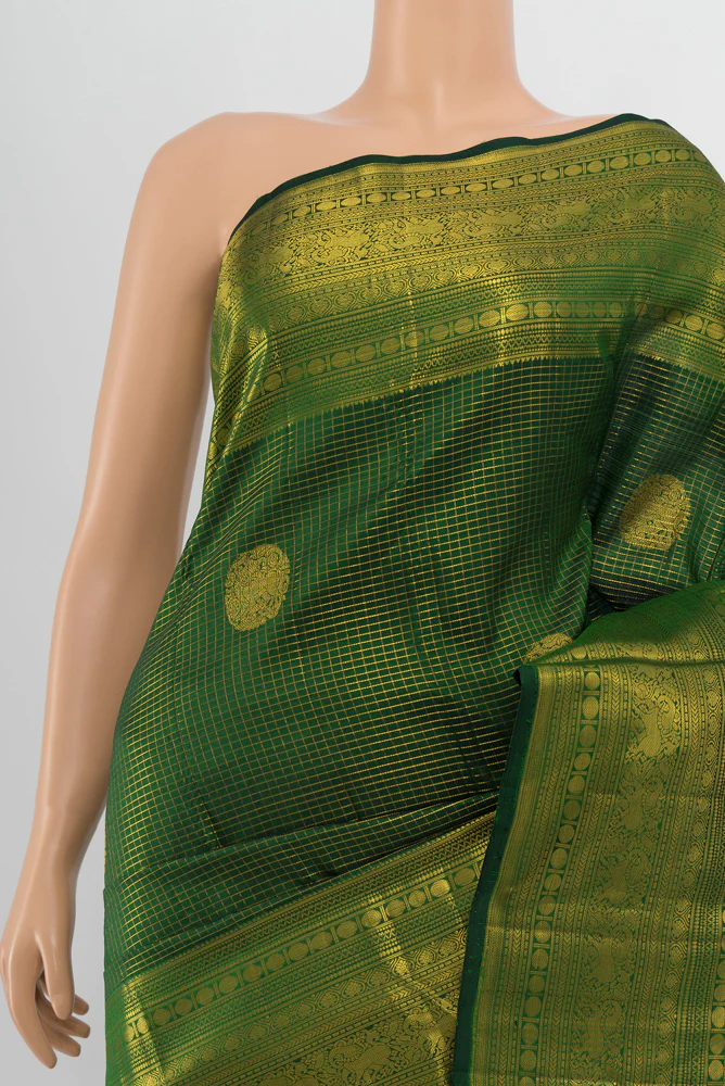 Green Kanjivaram Silk Saree - Image 2