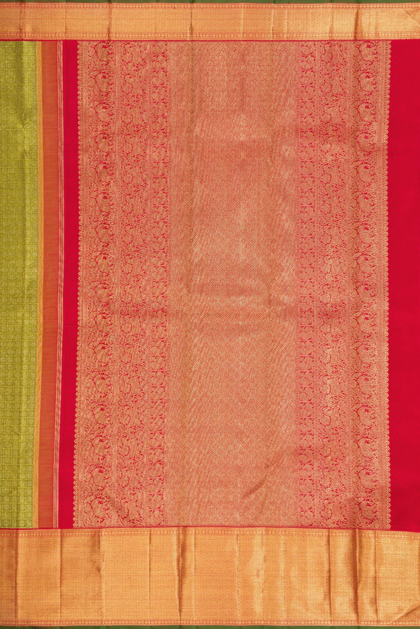 Pure Silk Pure Zari Green Kanjivaram Saree - Image 7