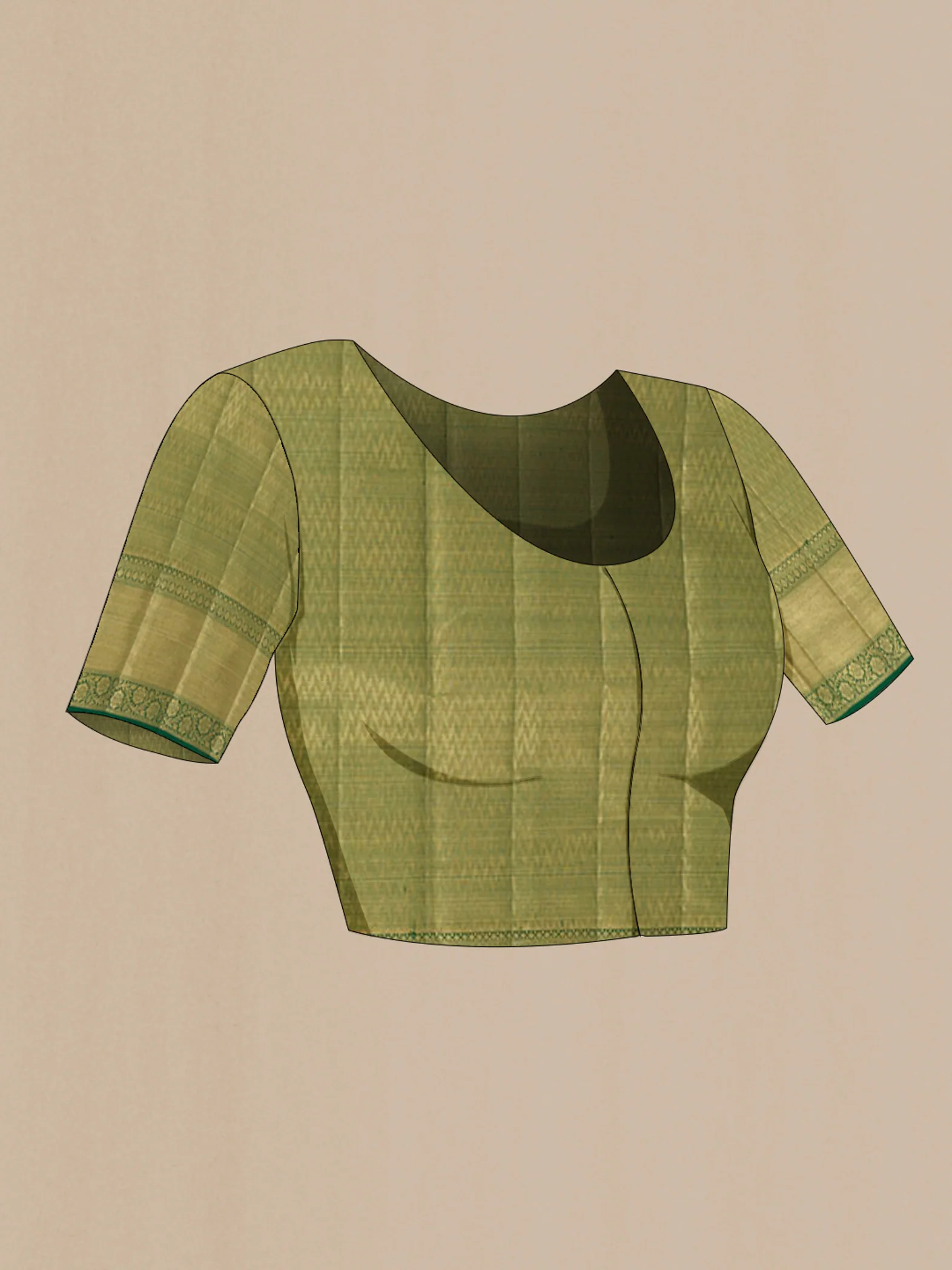 Light Green with Gold Color Kanjivaram Tissue Silk Saree - Image 4