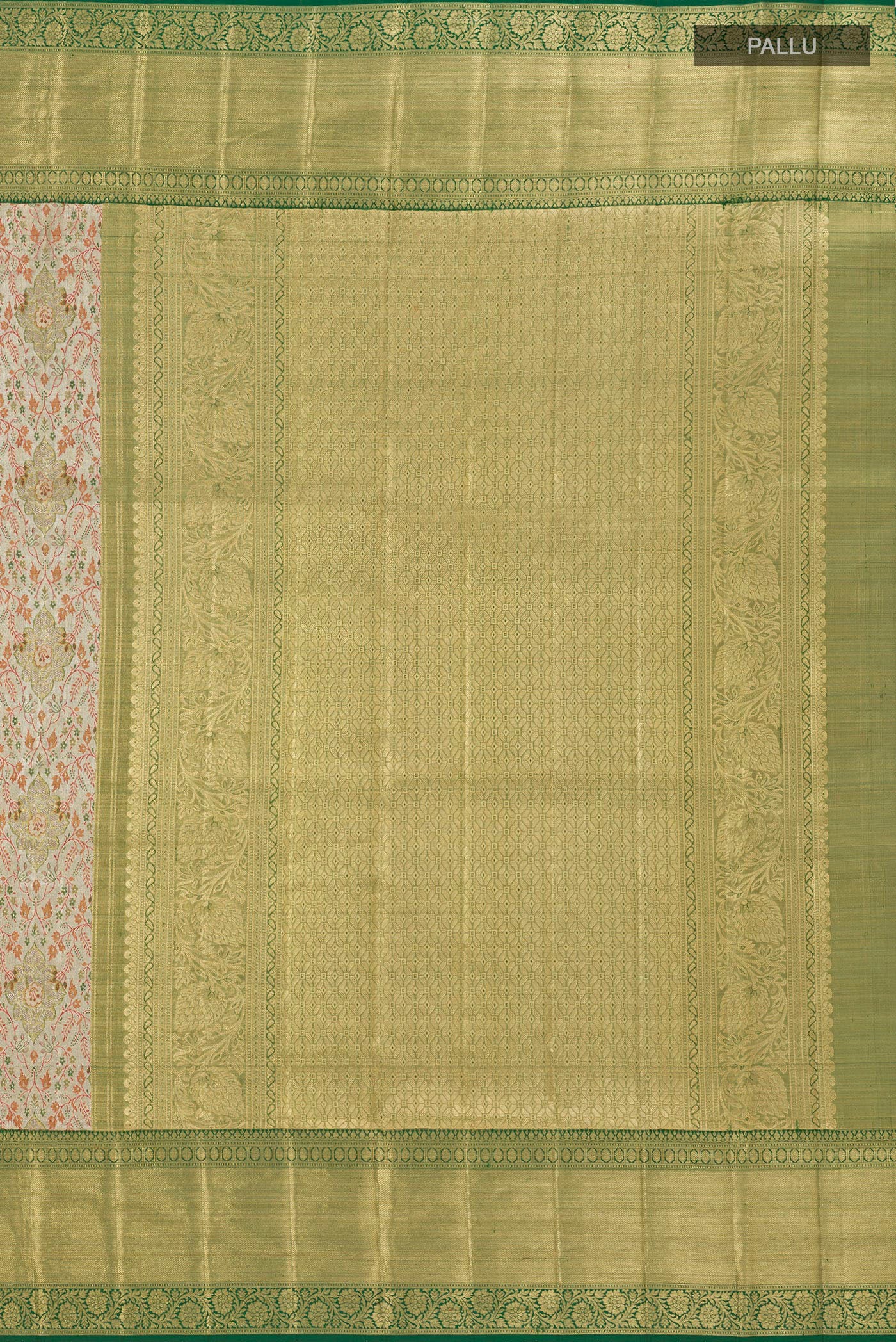 Light Green with Gold Color Kanjivaram Tissue Silk Saree - Image 6