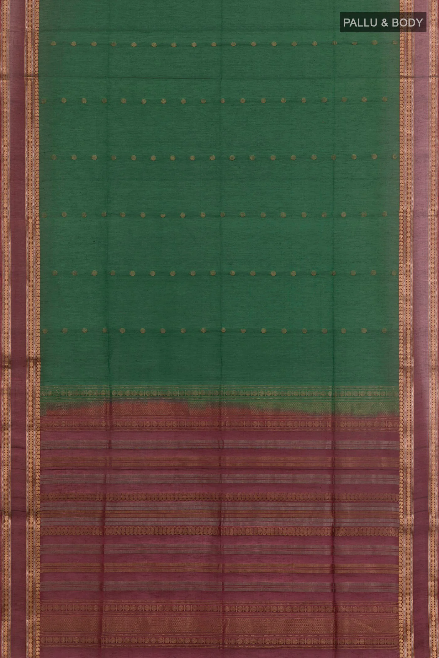 Bottle Green Silk Cotton Saree - Image 3