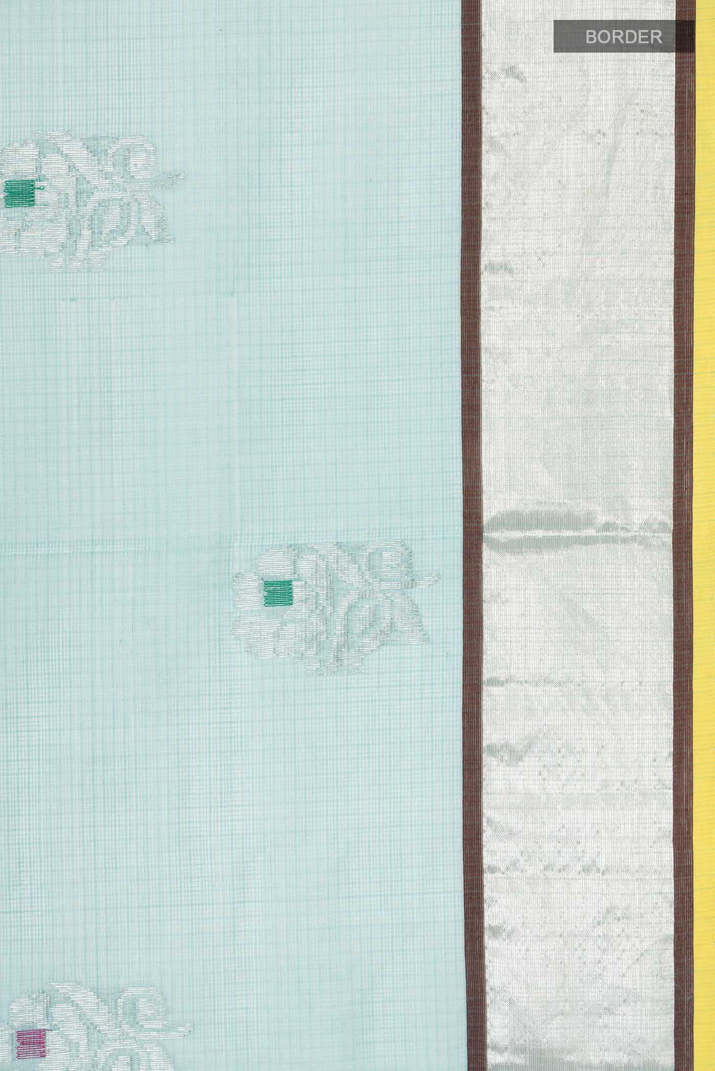 Pure Silk Pure Zari Sky Blue Kota Saree - Image 3