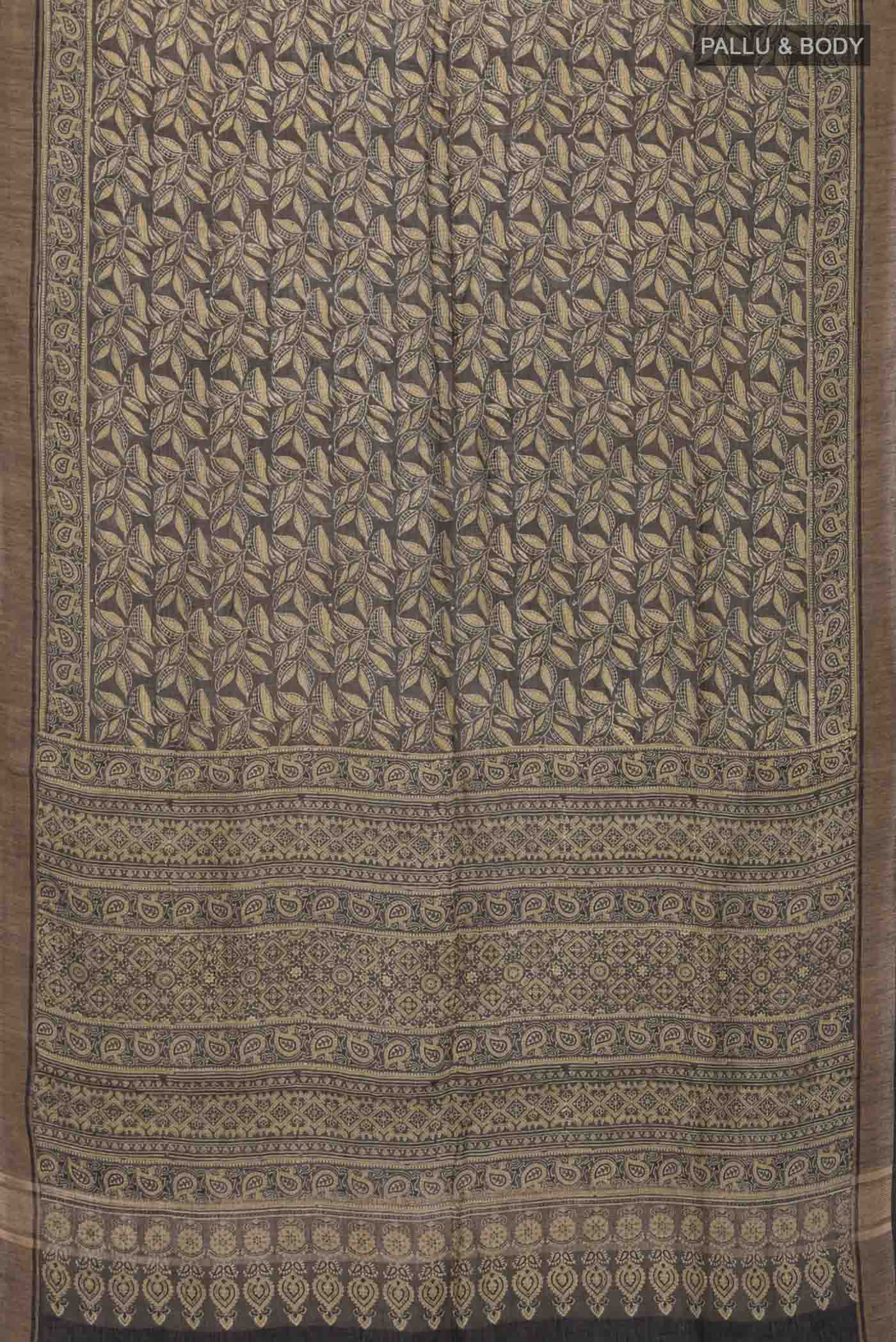 Green Linen Cotton Saree - Image 5
