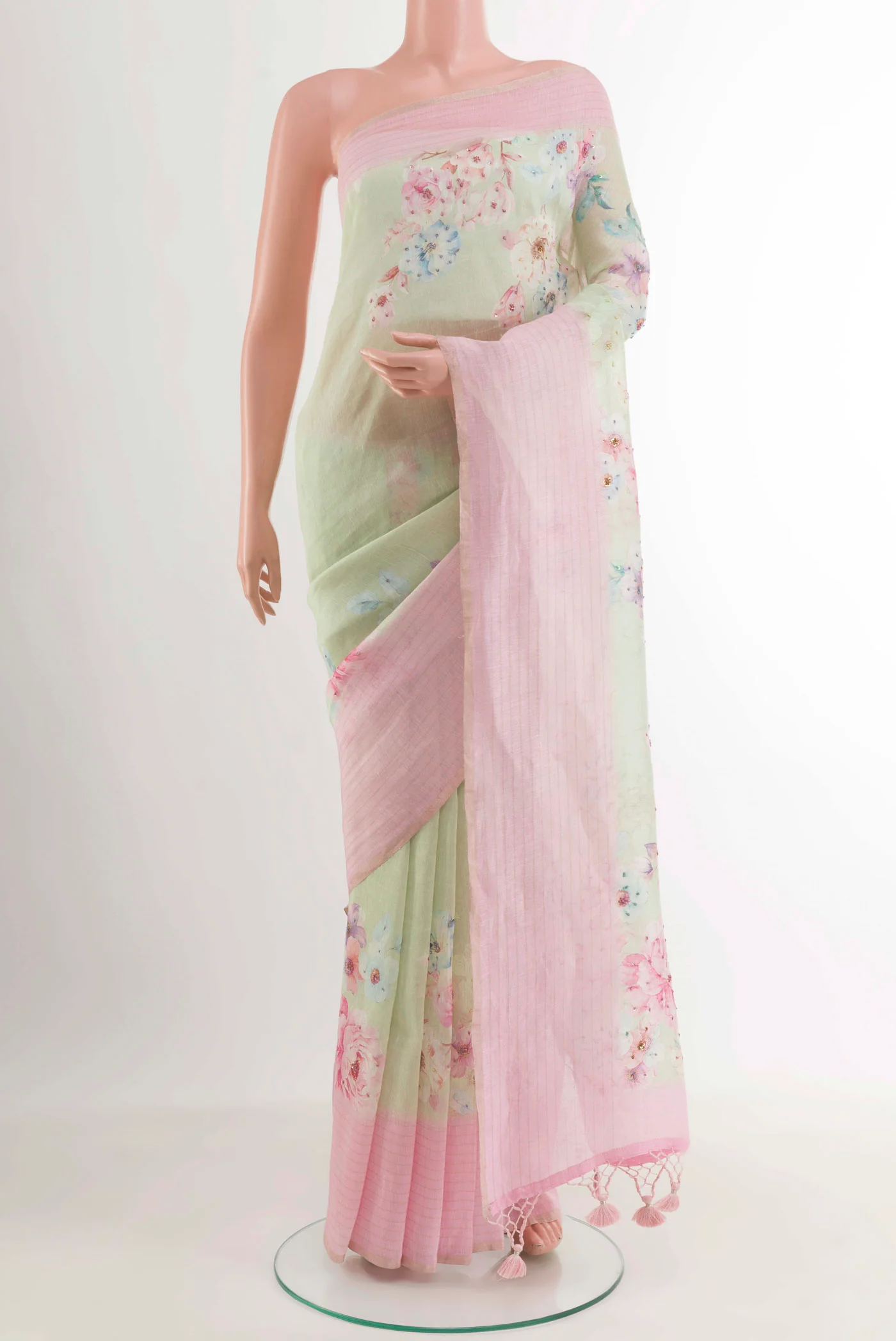 Light Green Linen Saree