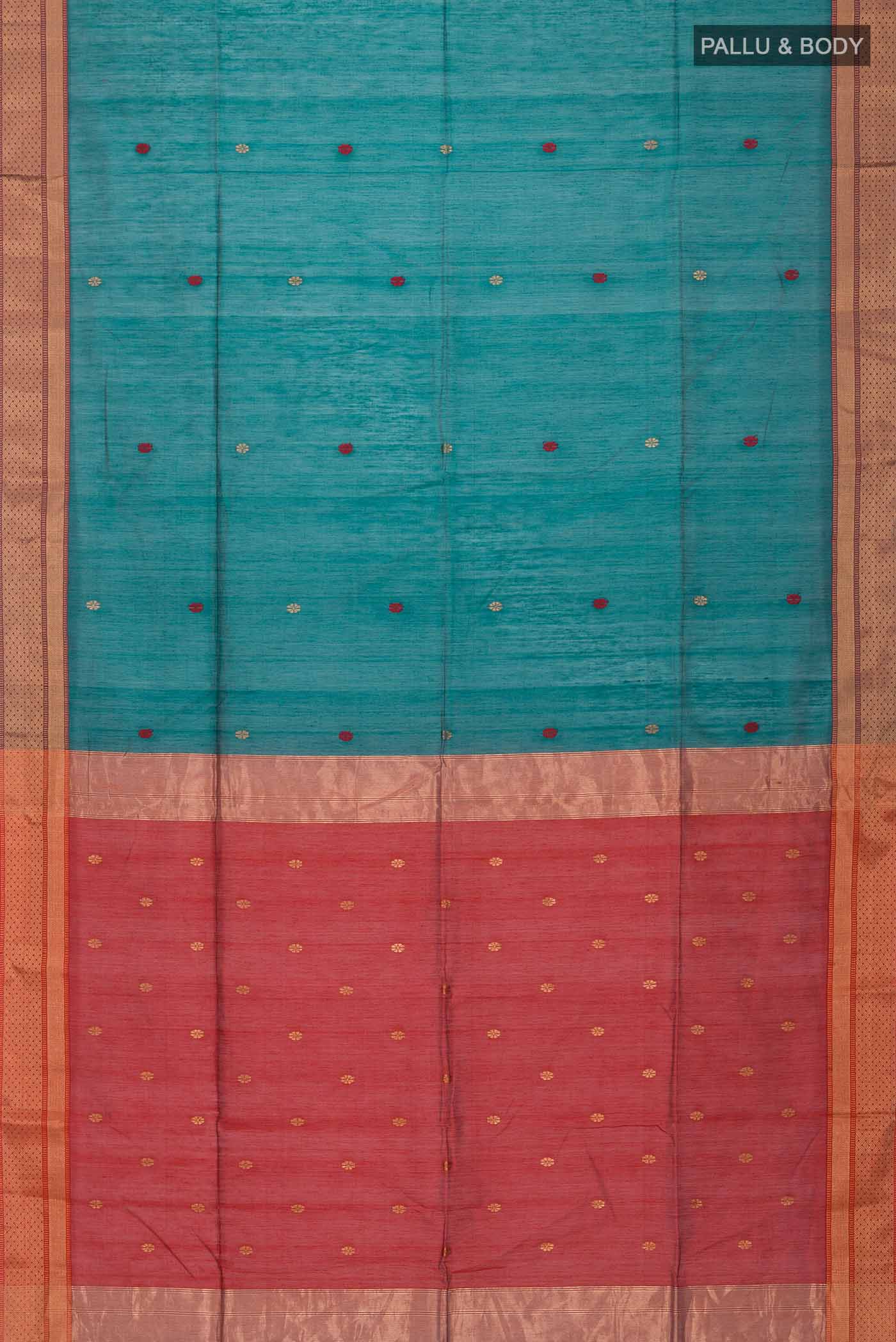 Green Maheshwari Silk Cotton Saree - Image 3