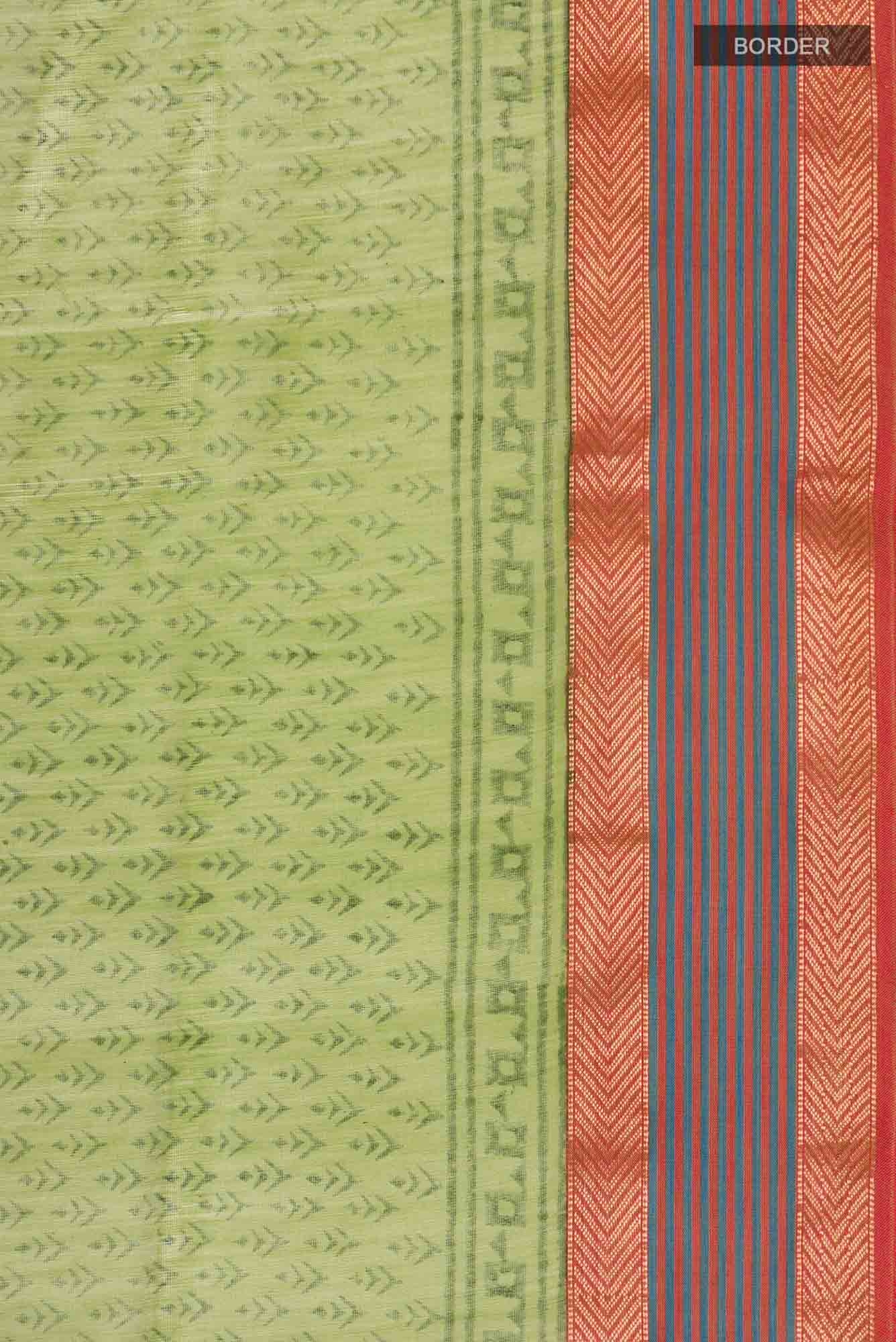Green Maheshwari Silk Cotton Saree - Image 3