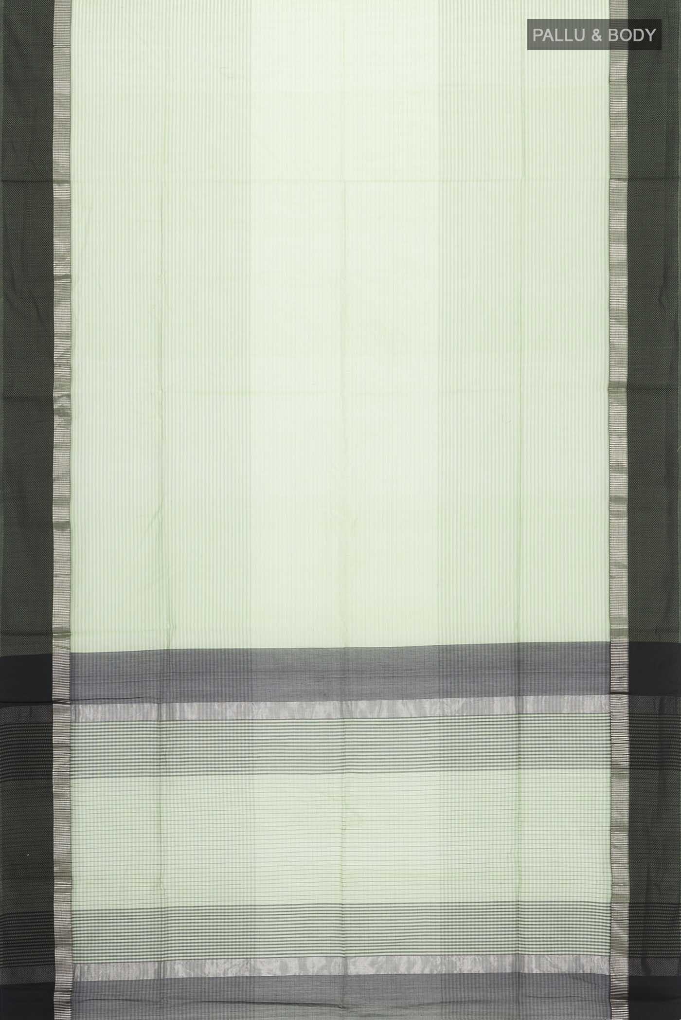 Green Maheshwari Silk Cotton Saree - Image 3