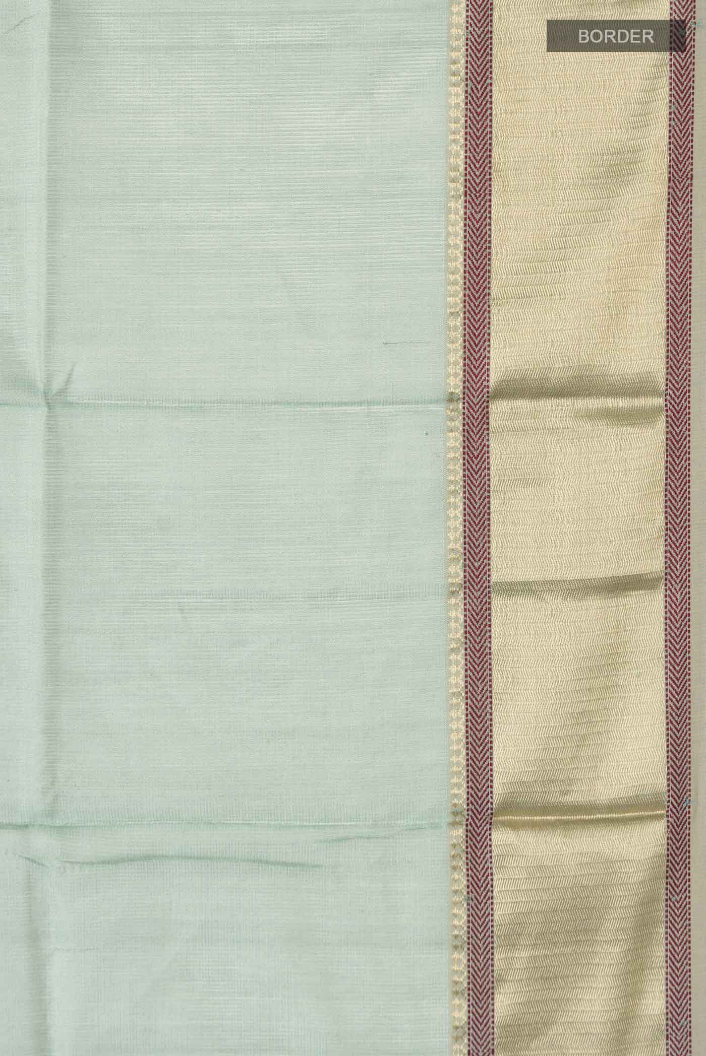Mint Green Maheshwari Silk Cotton Saree - Image 3