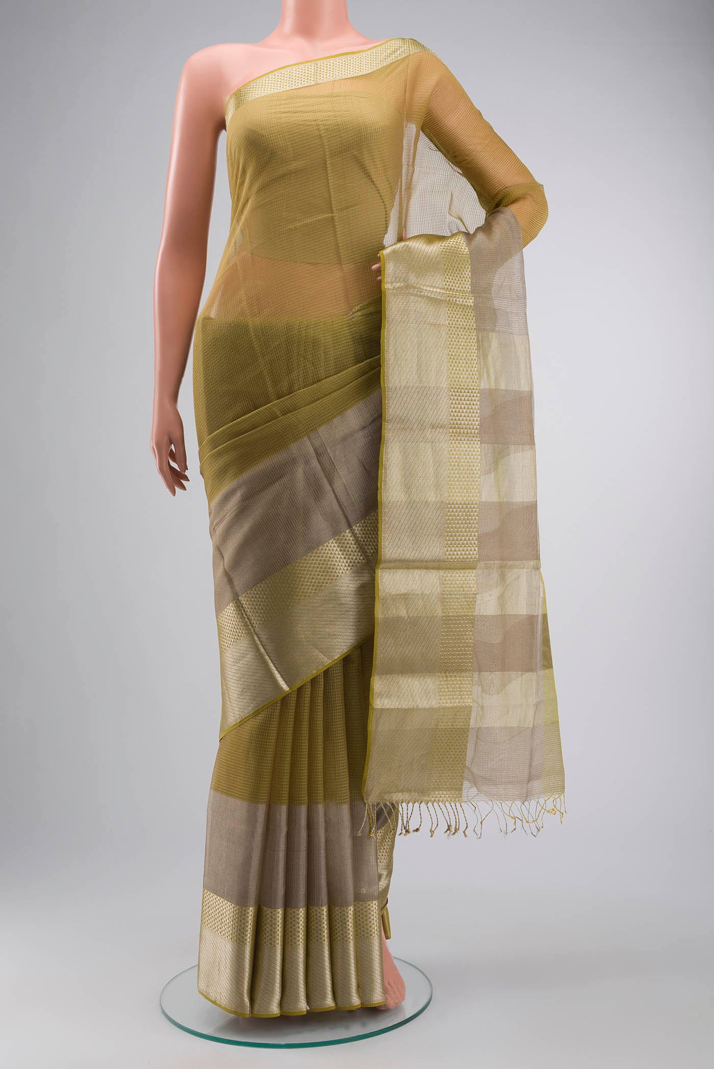 Green Maheshwari Silk Cotton Saree