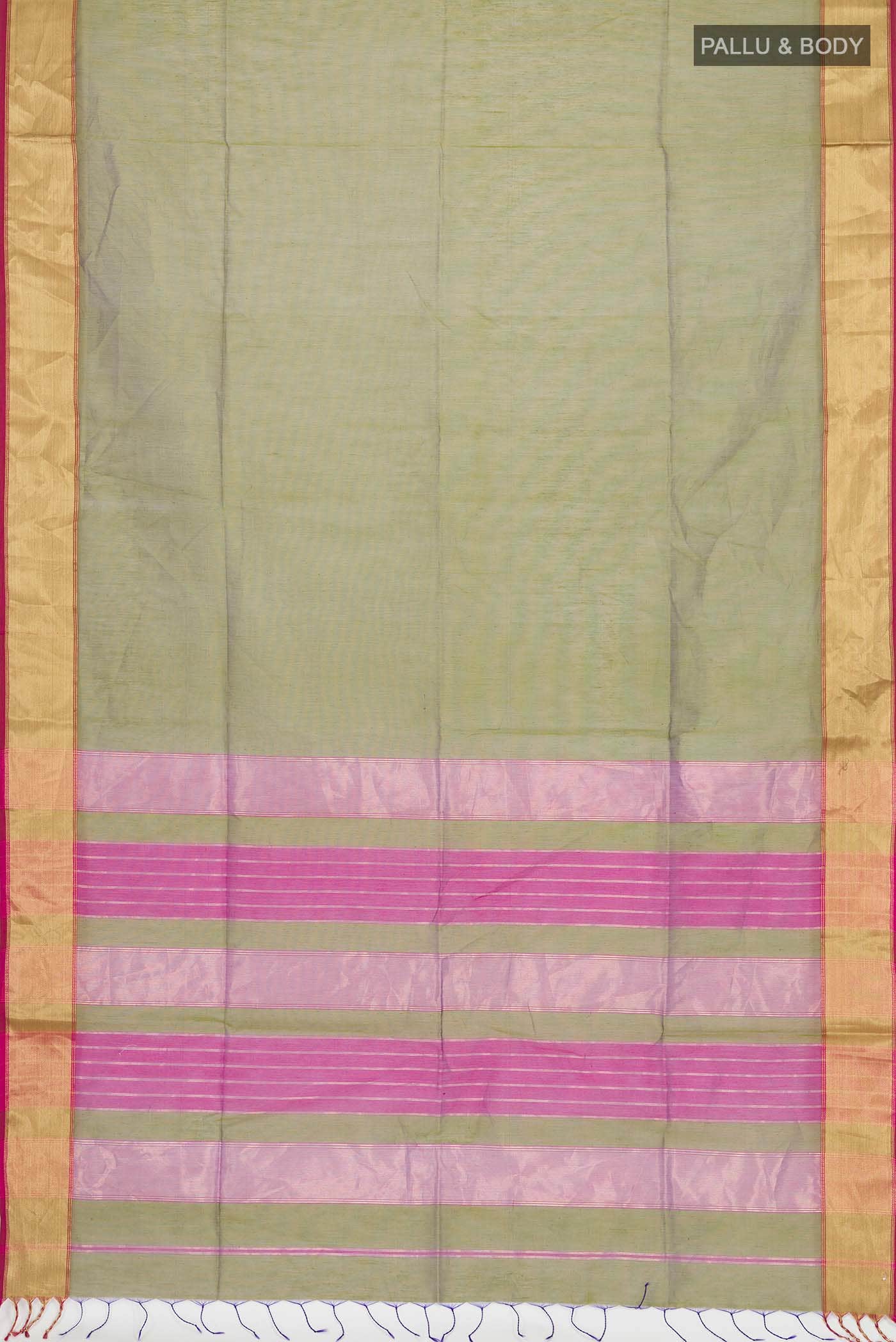 Green Maheshwari Silk Cotton Saree - Image 2