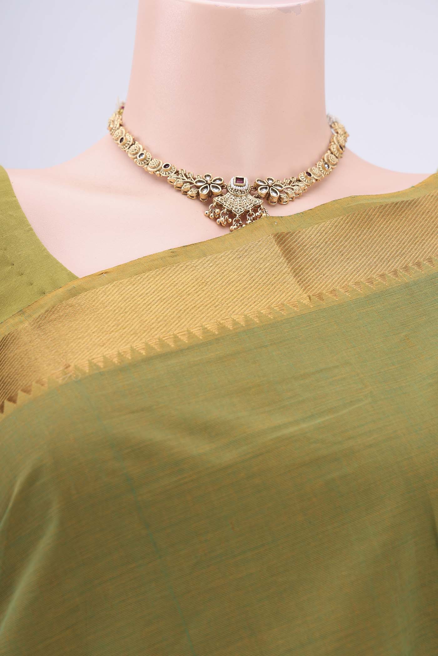 Green Mangalagiri Cotton Saree - Image 2