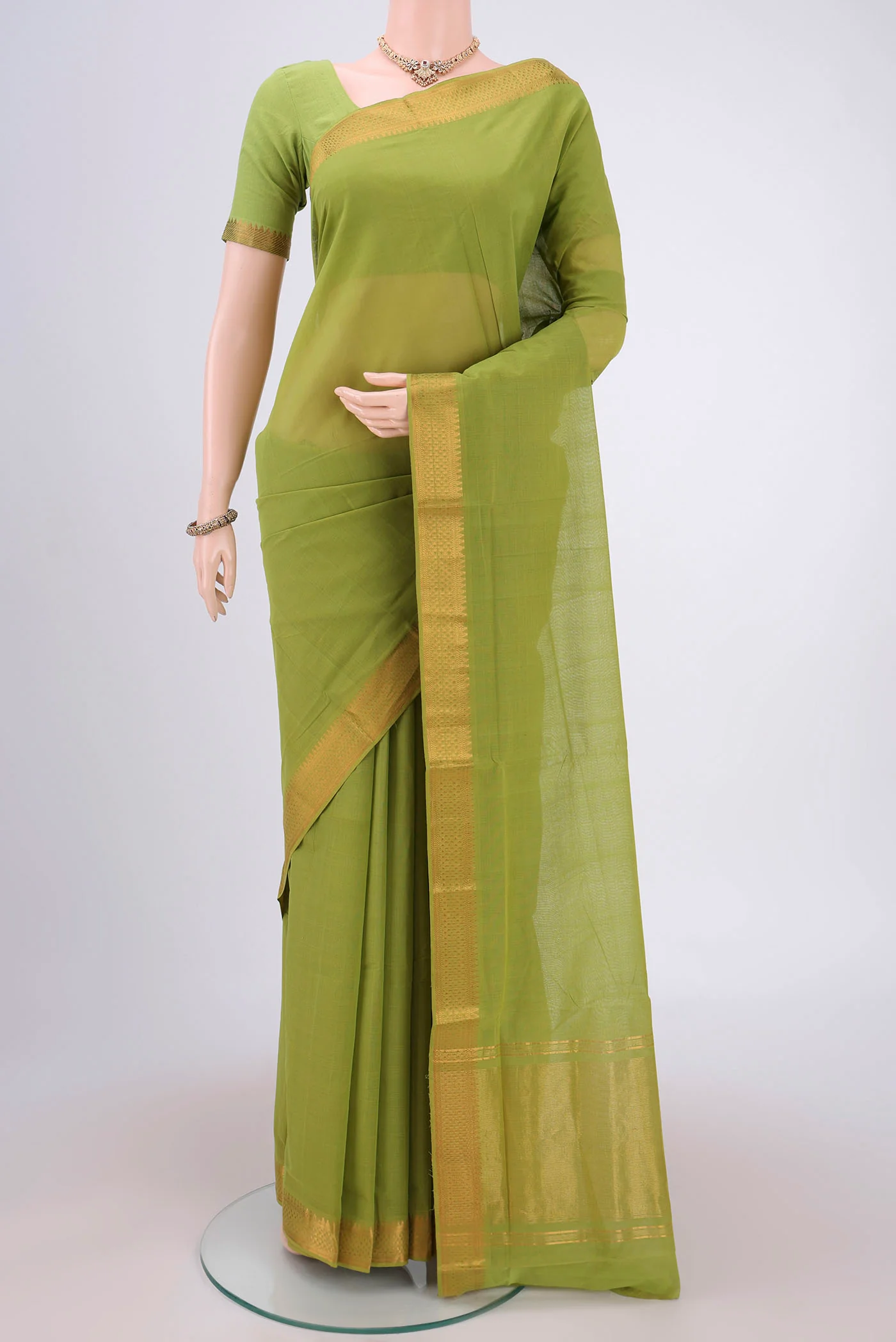 Green Mangalagiri Cotton Saree