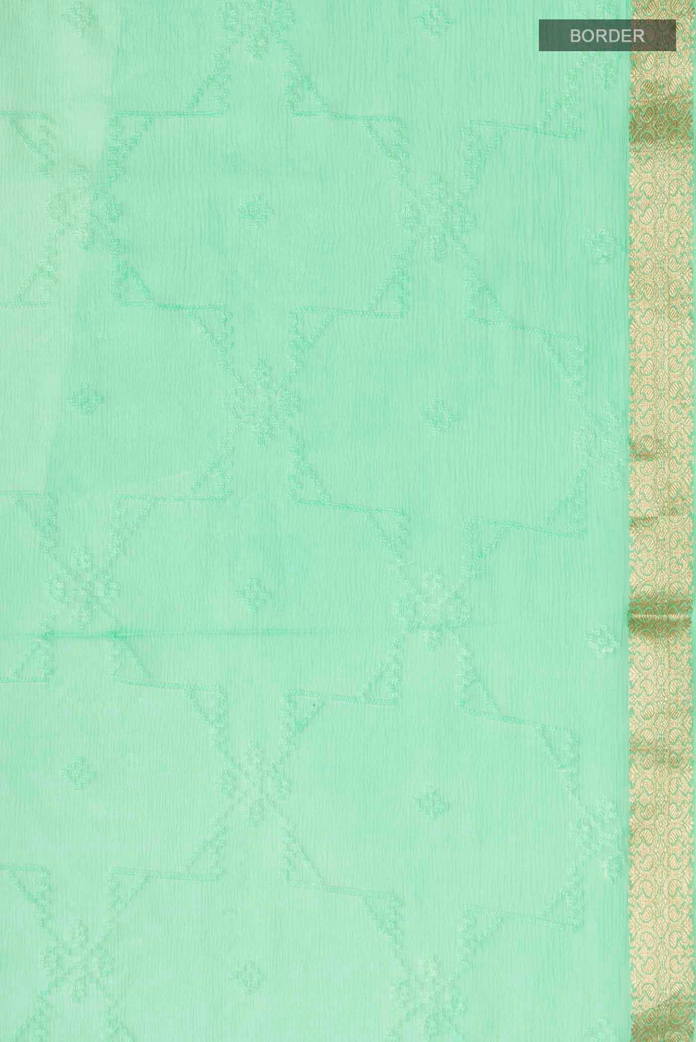 Green Mysore Chiffon Saree - Image 3
