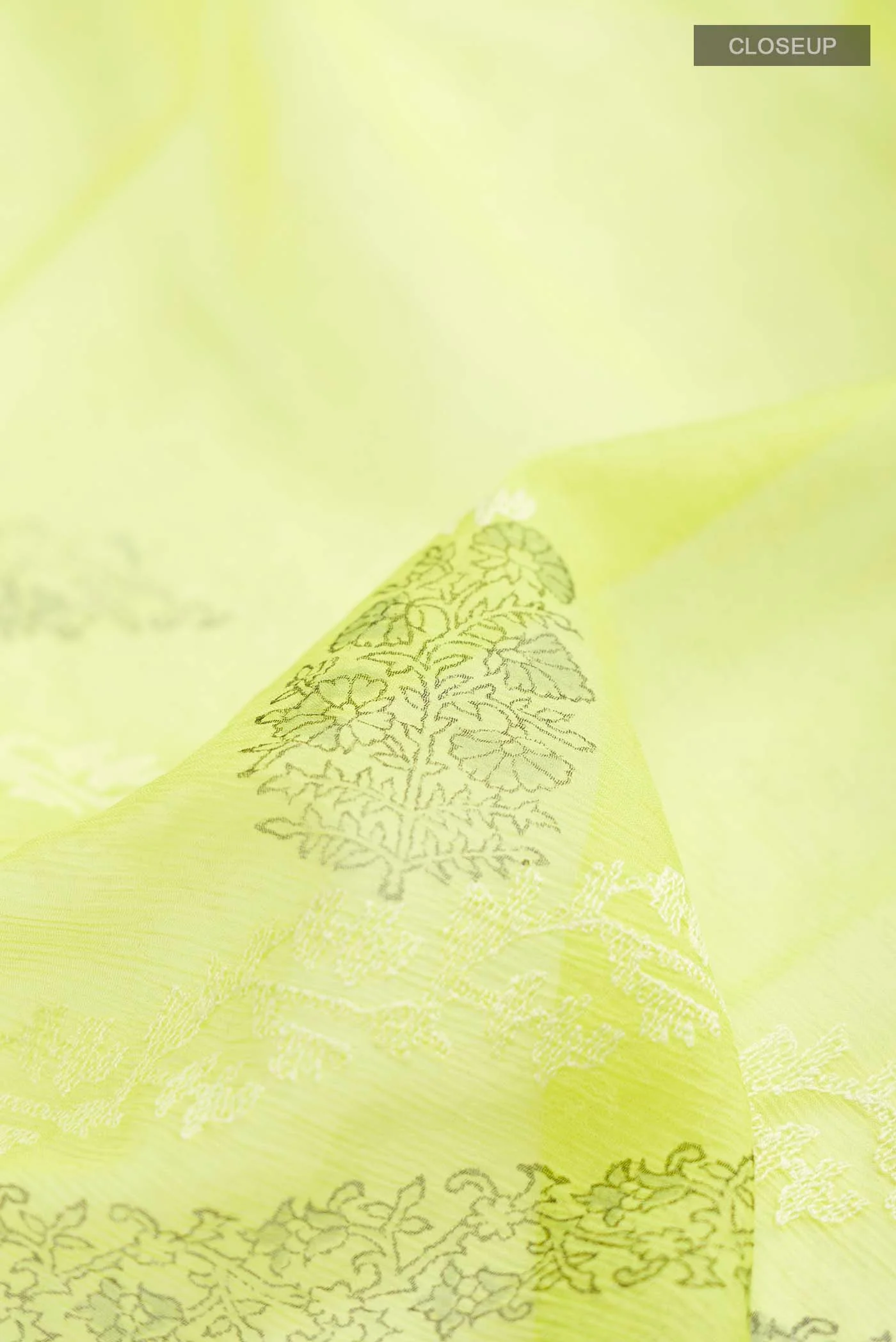 Green Mysore Chiffon Saree - Image 2