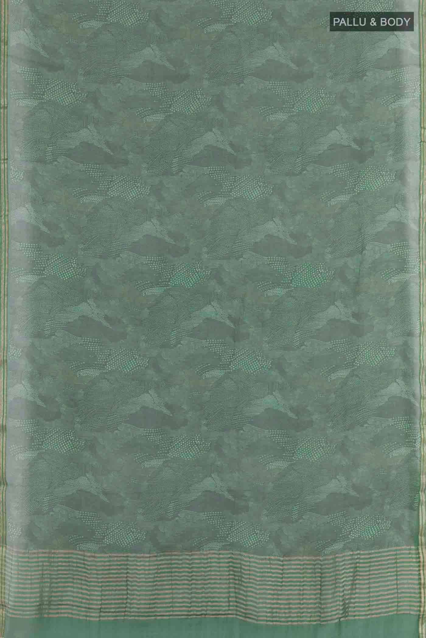 Green Mysore Chiffon Saree - Image 3