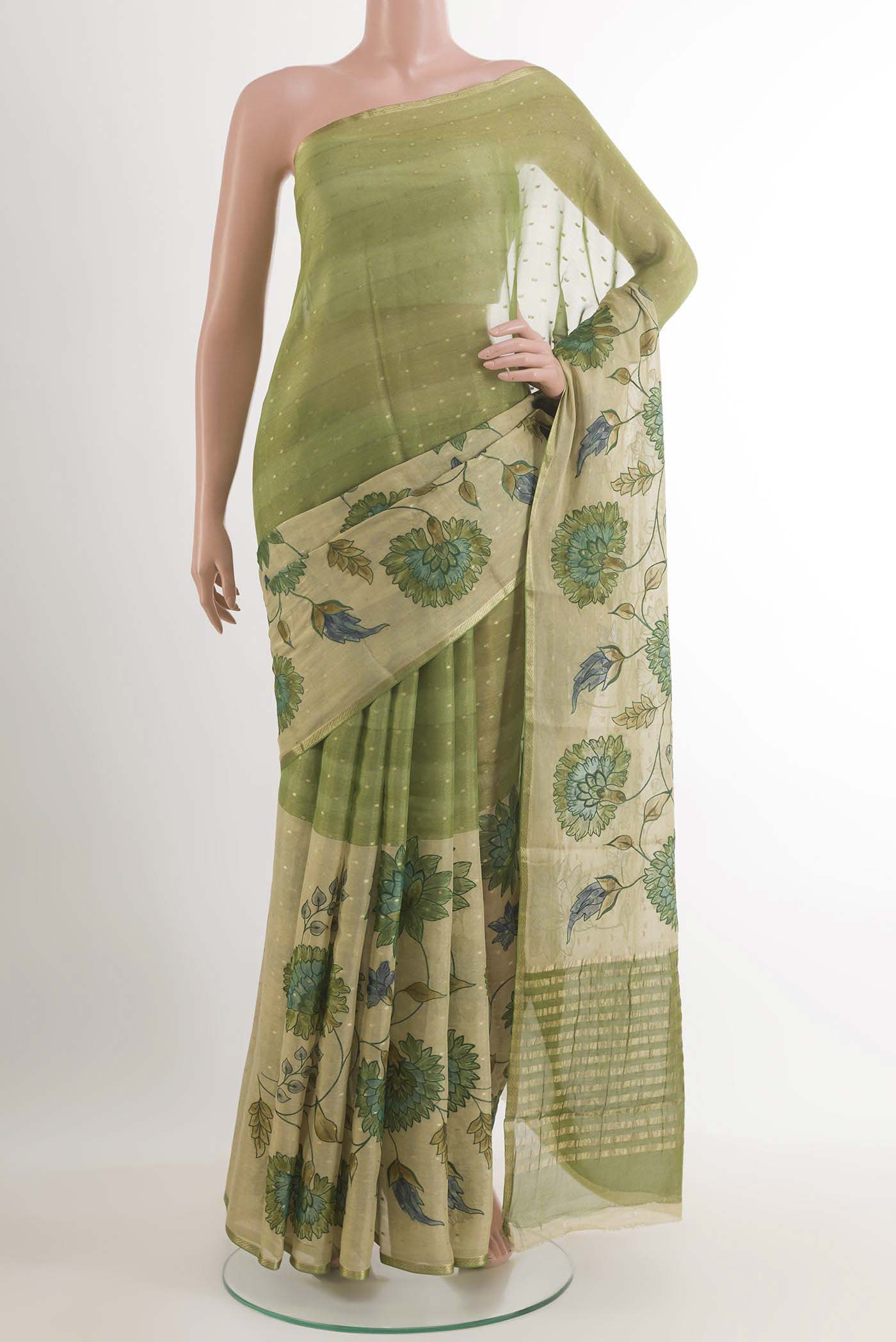 Sage Green Mysore Georgette Saree