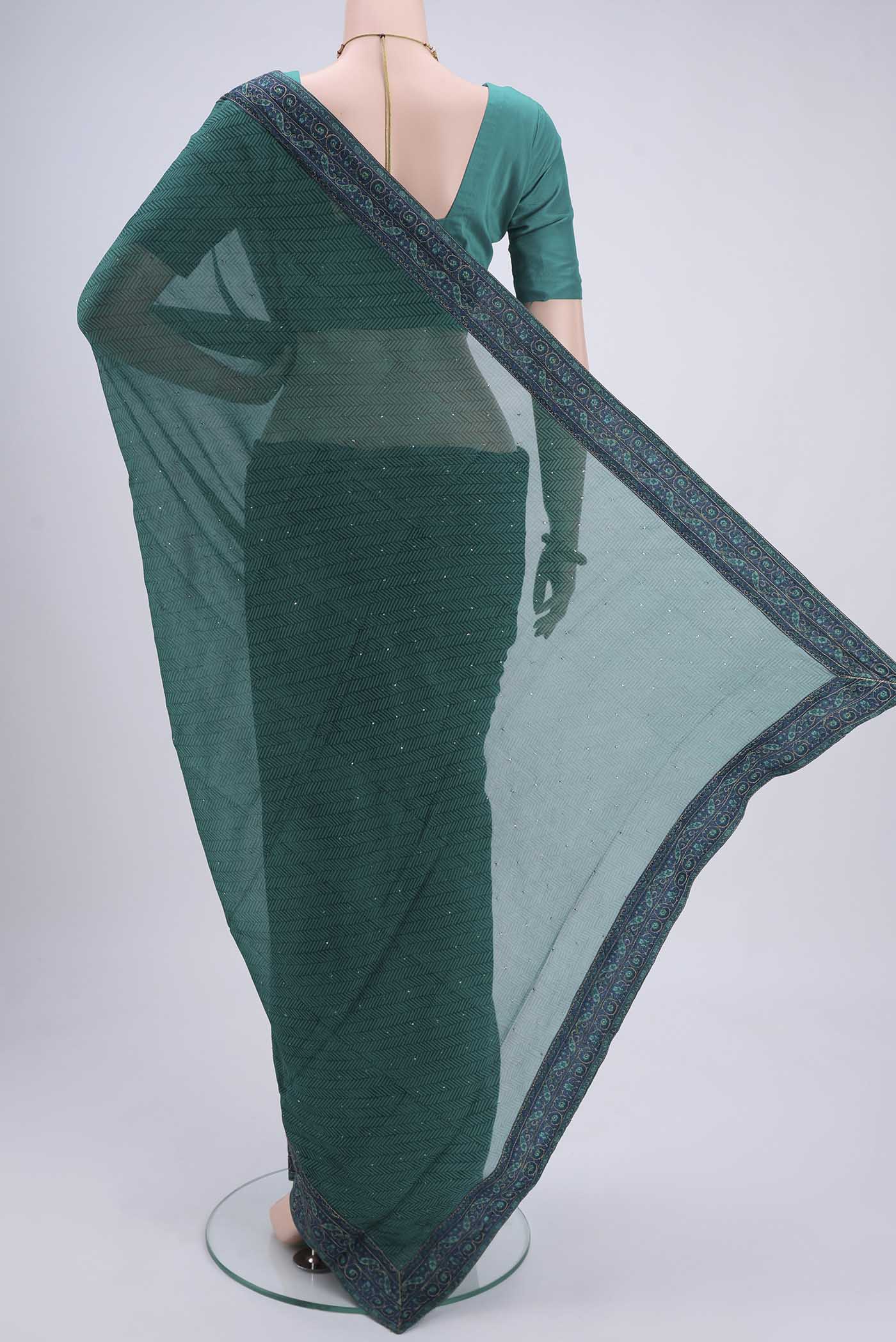 Green Mysore Chiffon Saree - Image 3
