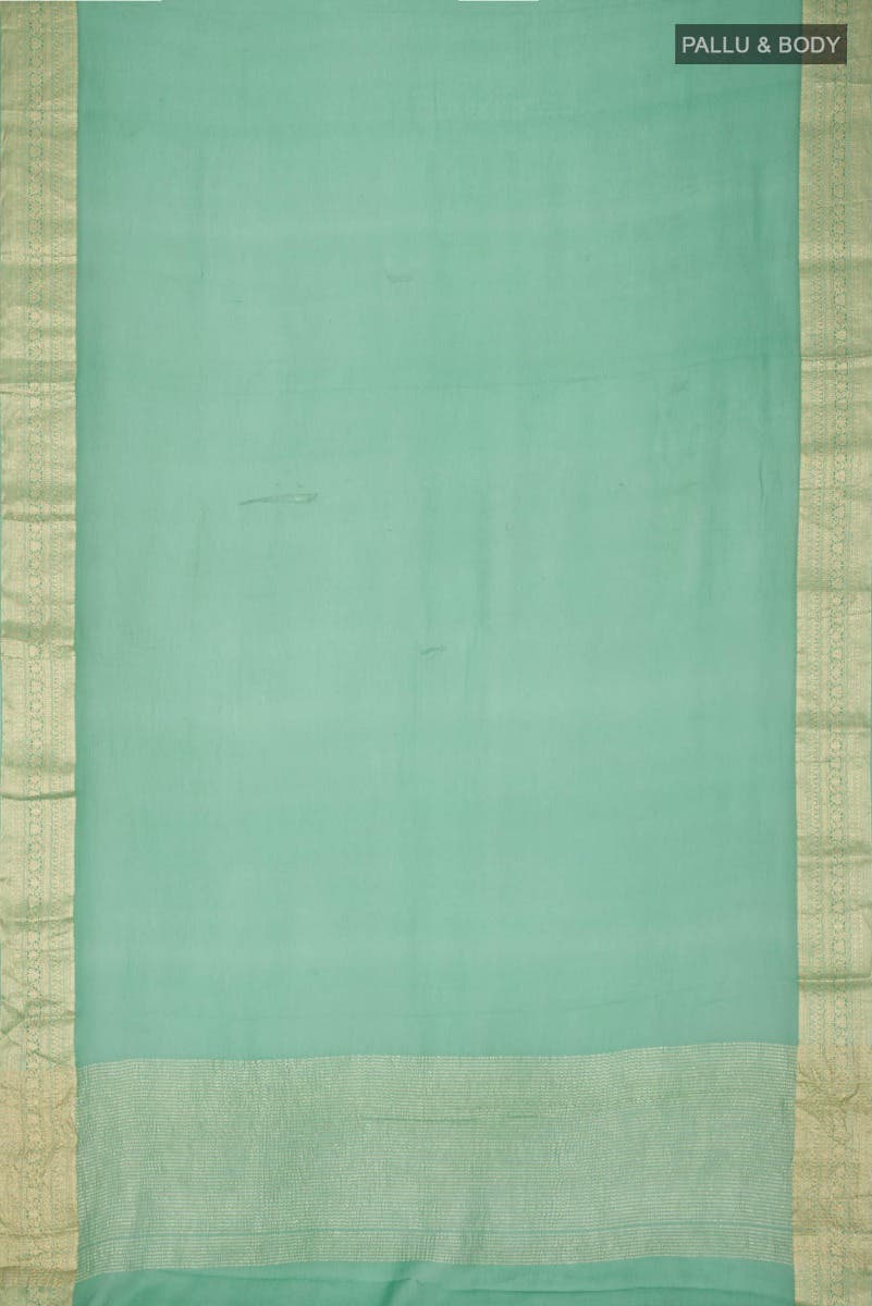 Green Mysore Chiffon Saree - Image 3