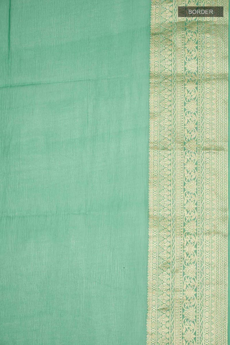 Green Mysore Chiffon Saree - Image 4