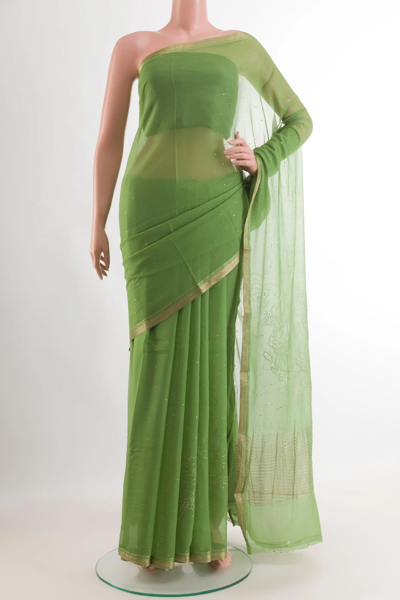 Green Mysore Chiffon Saree