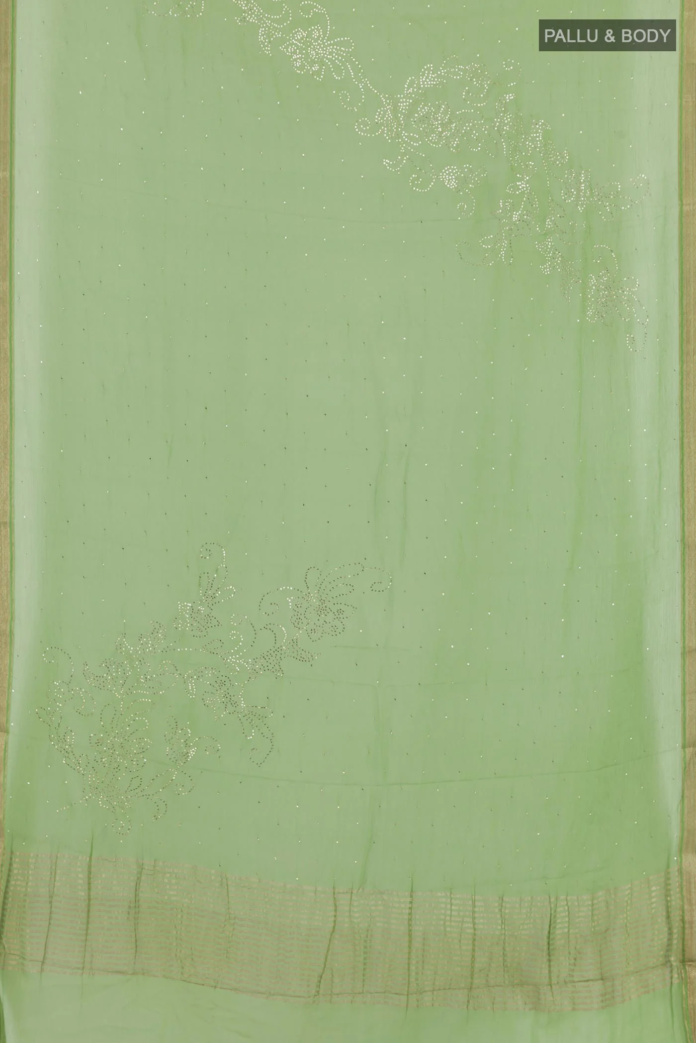Green Mysore Chiffon Saree - Image 3