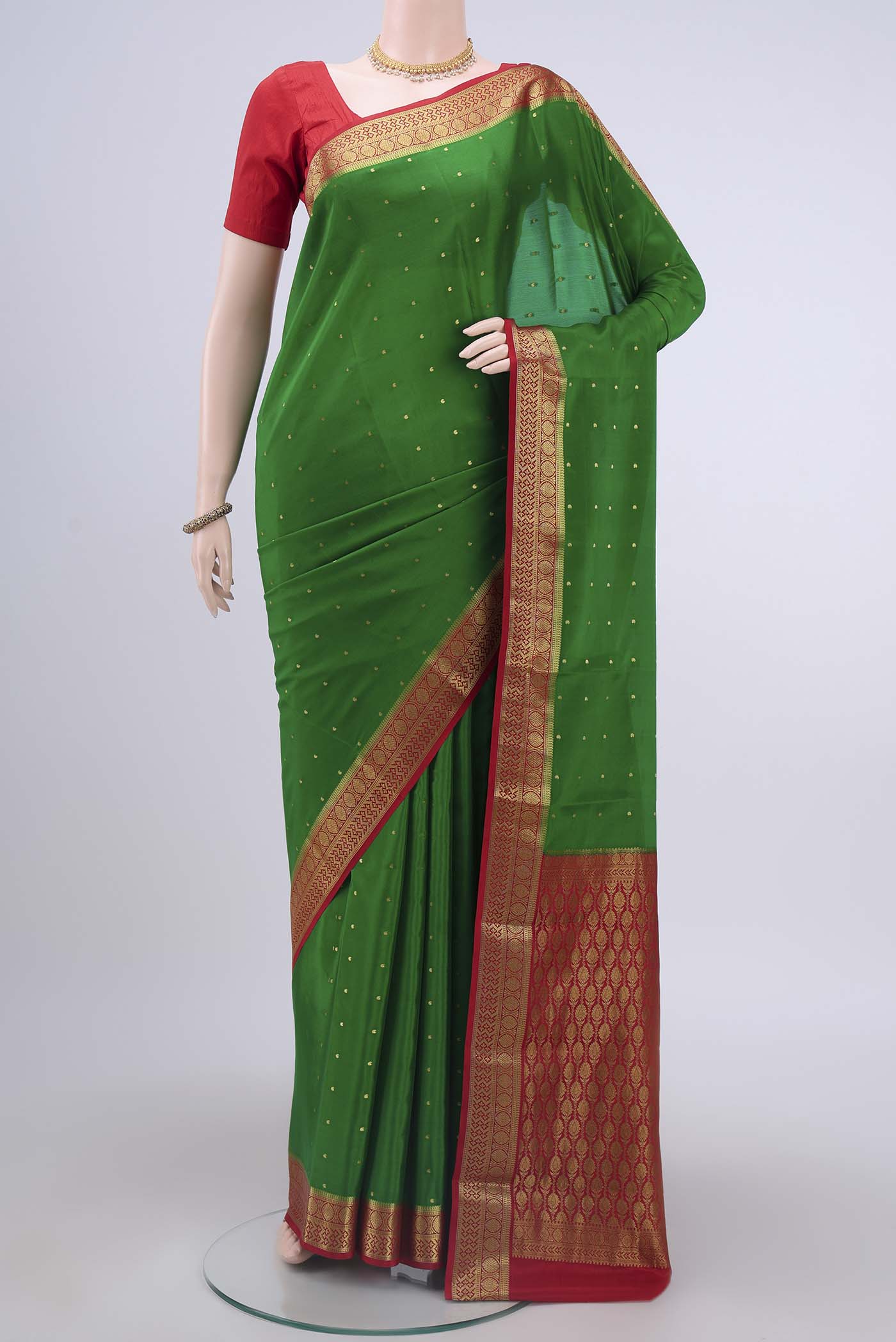 Green Mysore Crepe Saree