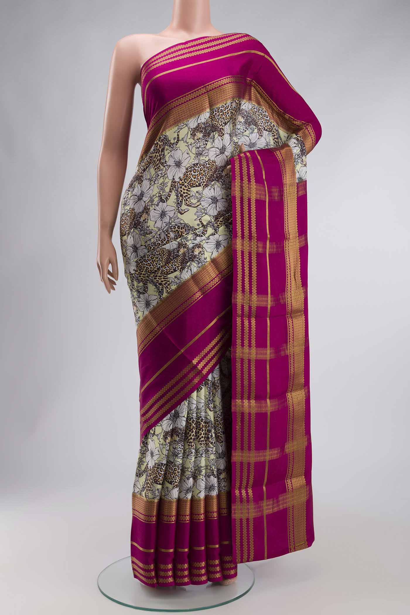 Green Mysore Crepe Saree