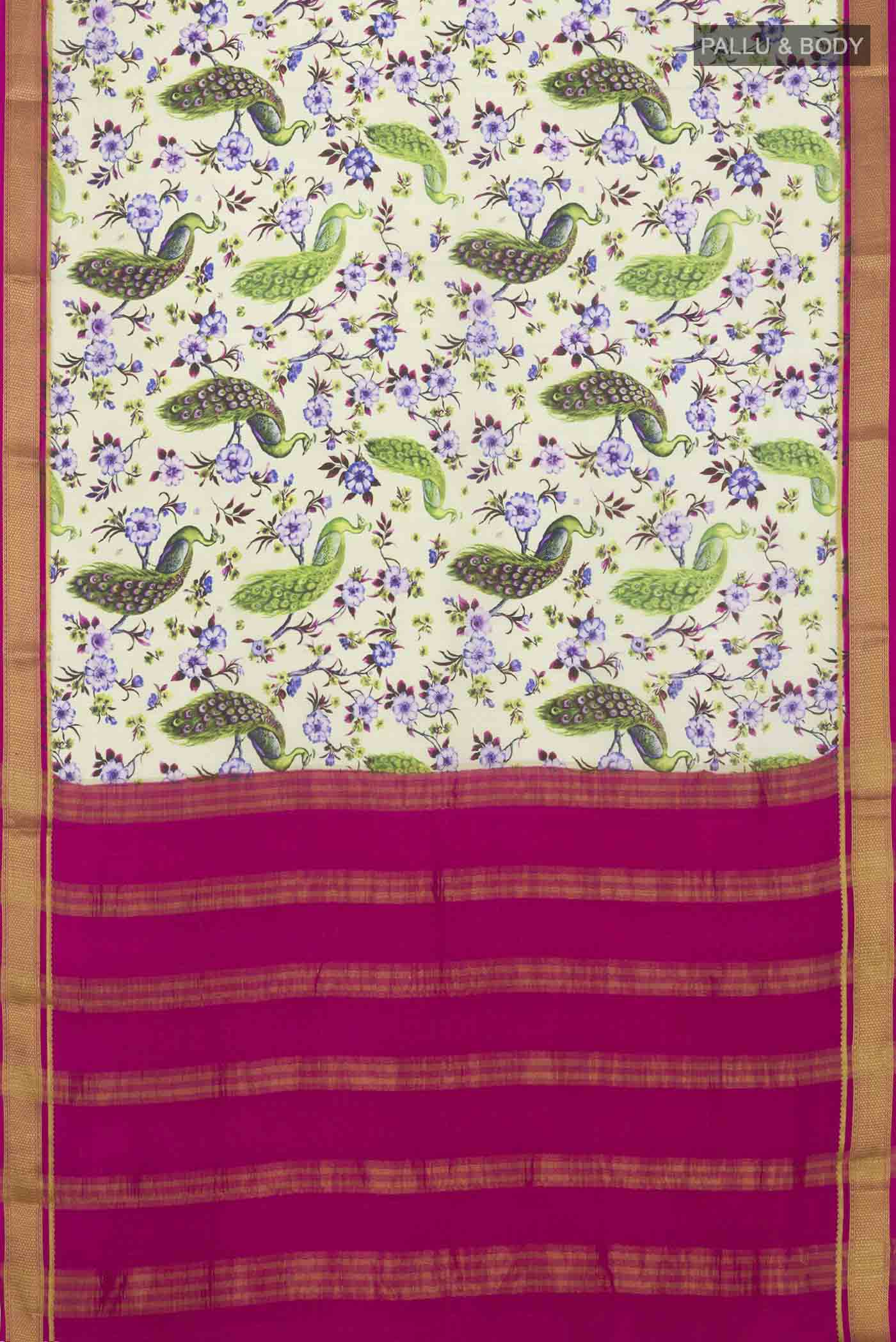 Green Mysore Crepe Saree - Image 5