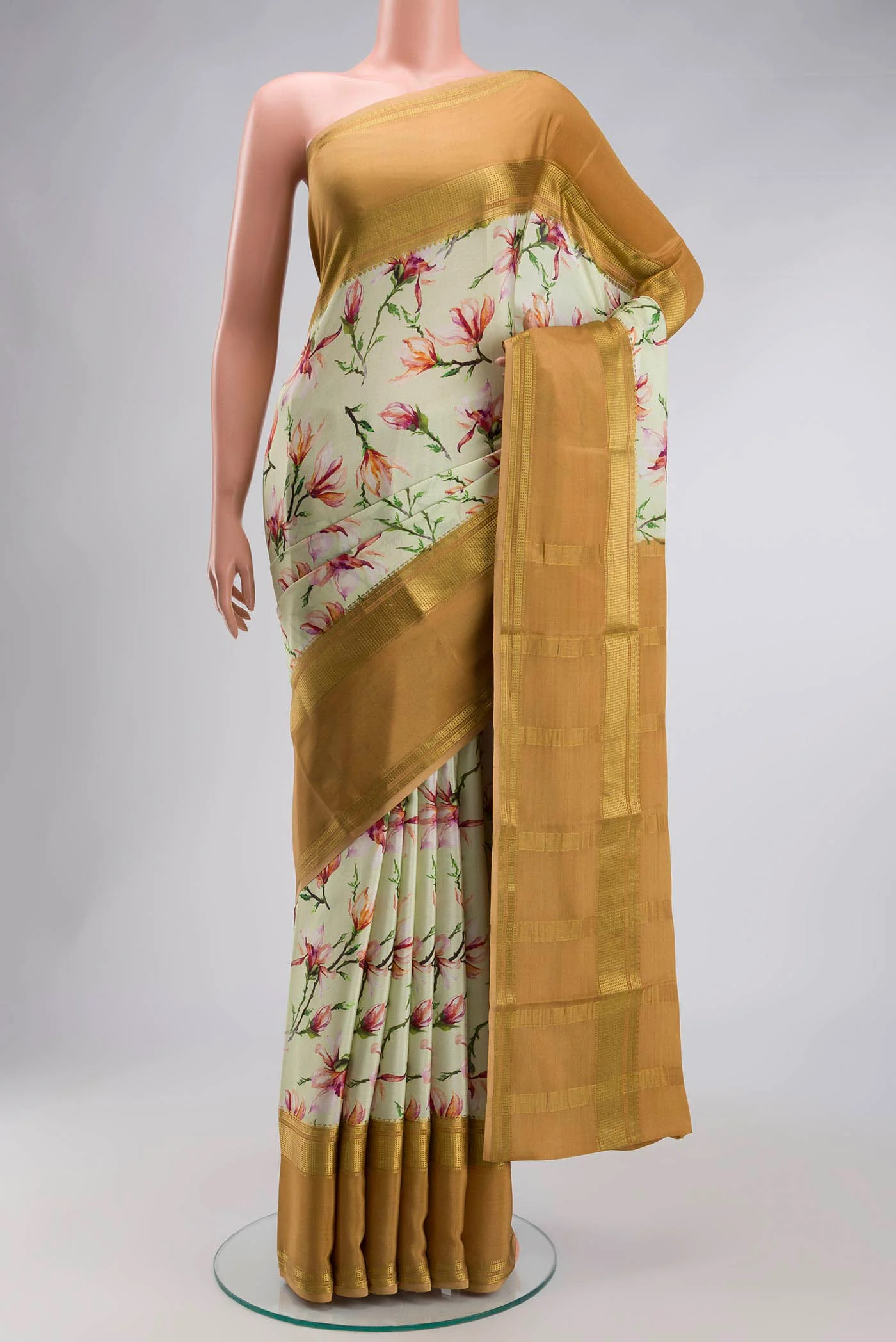 Green Mysore Crepe Saree