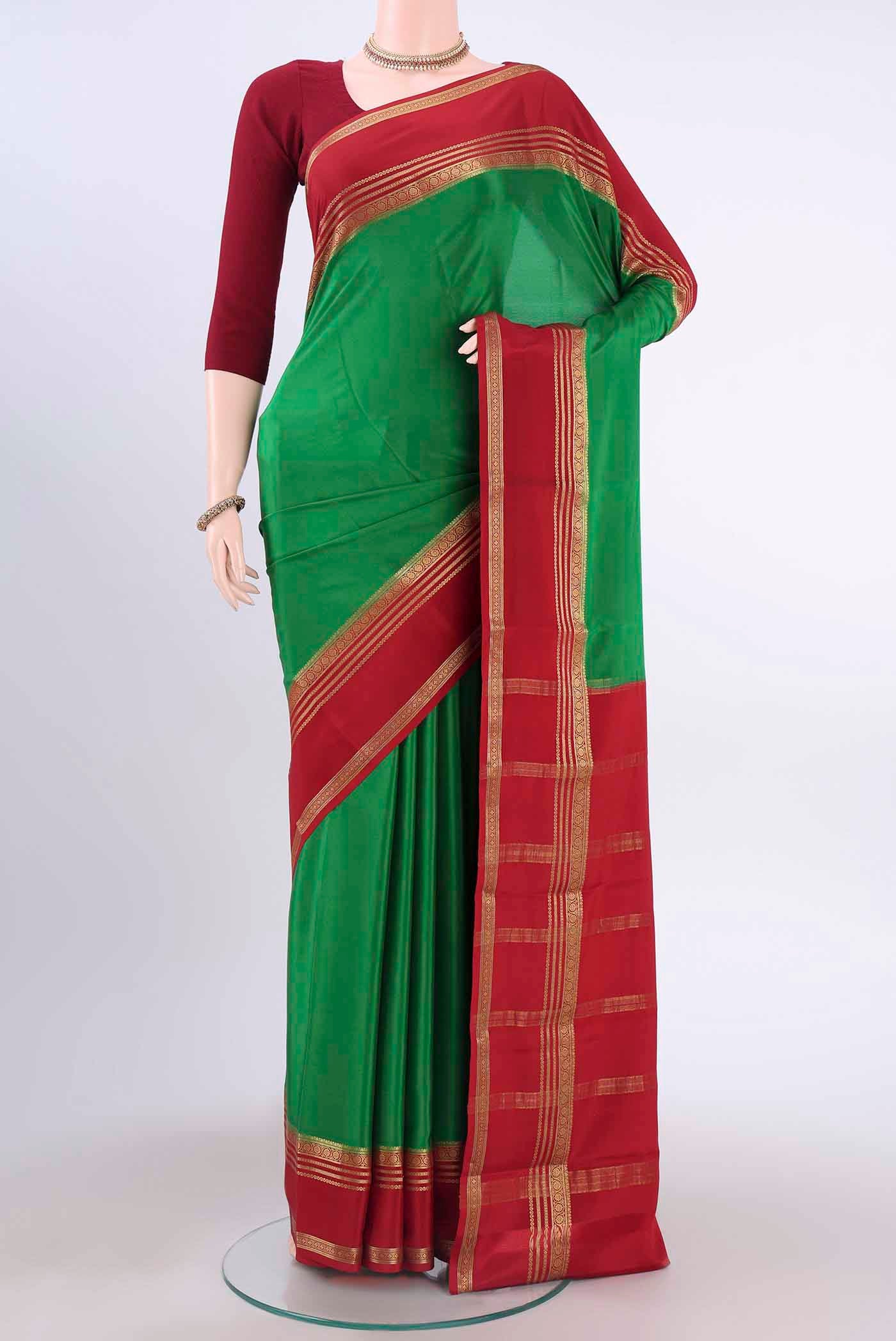 Green Mysore Crepe Saree