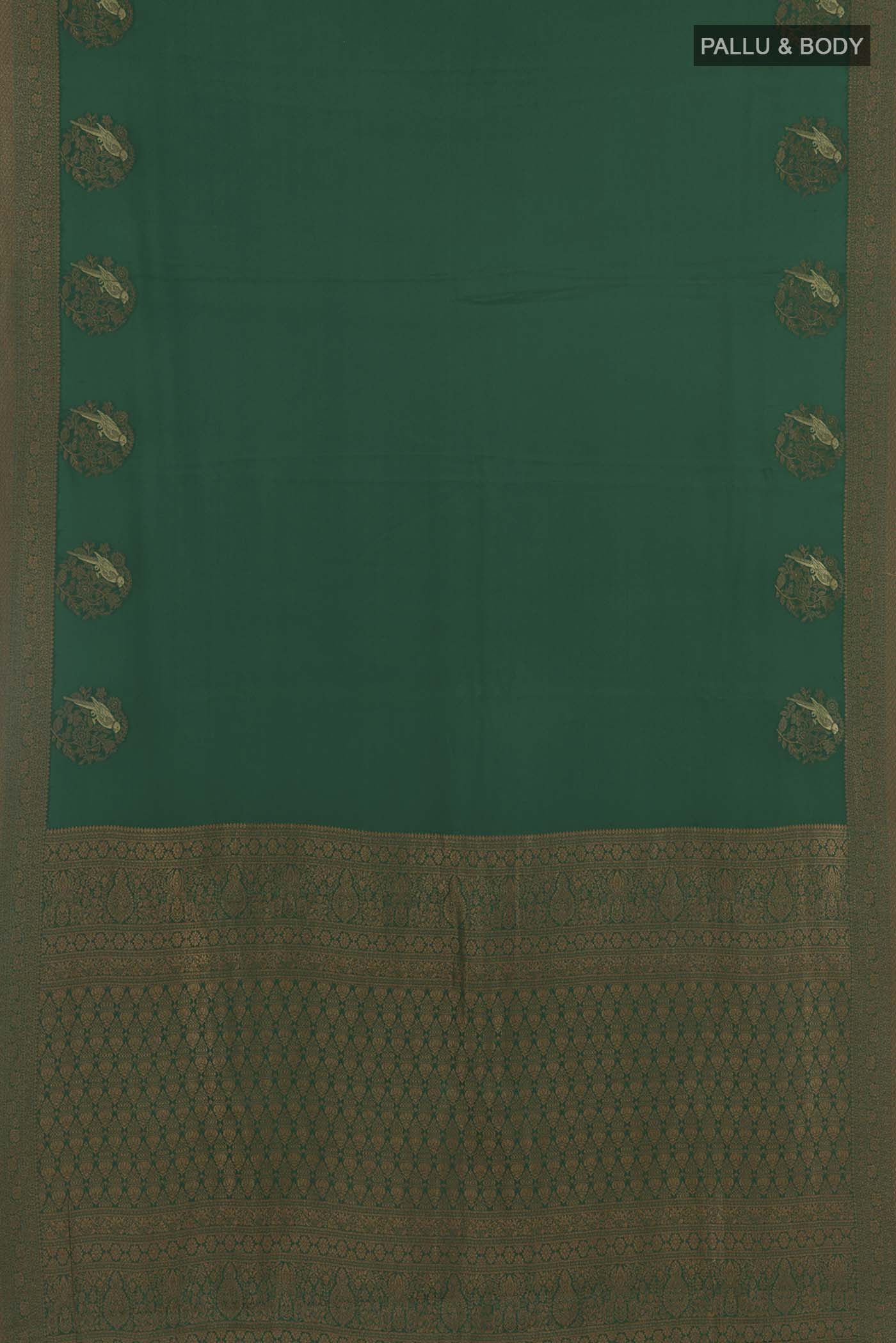 Green Mysore Crepe Saree - Image 3