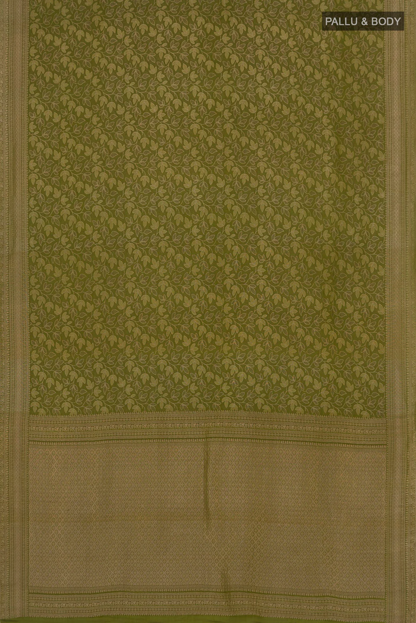 Mehandi Green Mysore Crepe Saree - Image 5