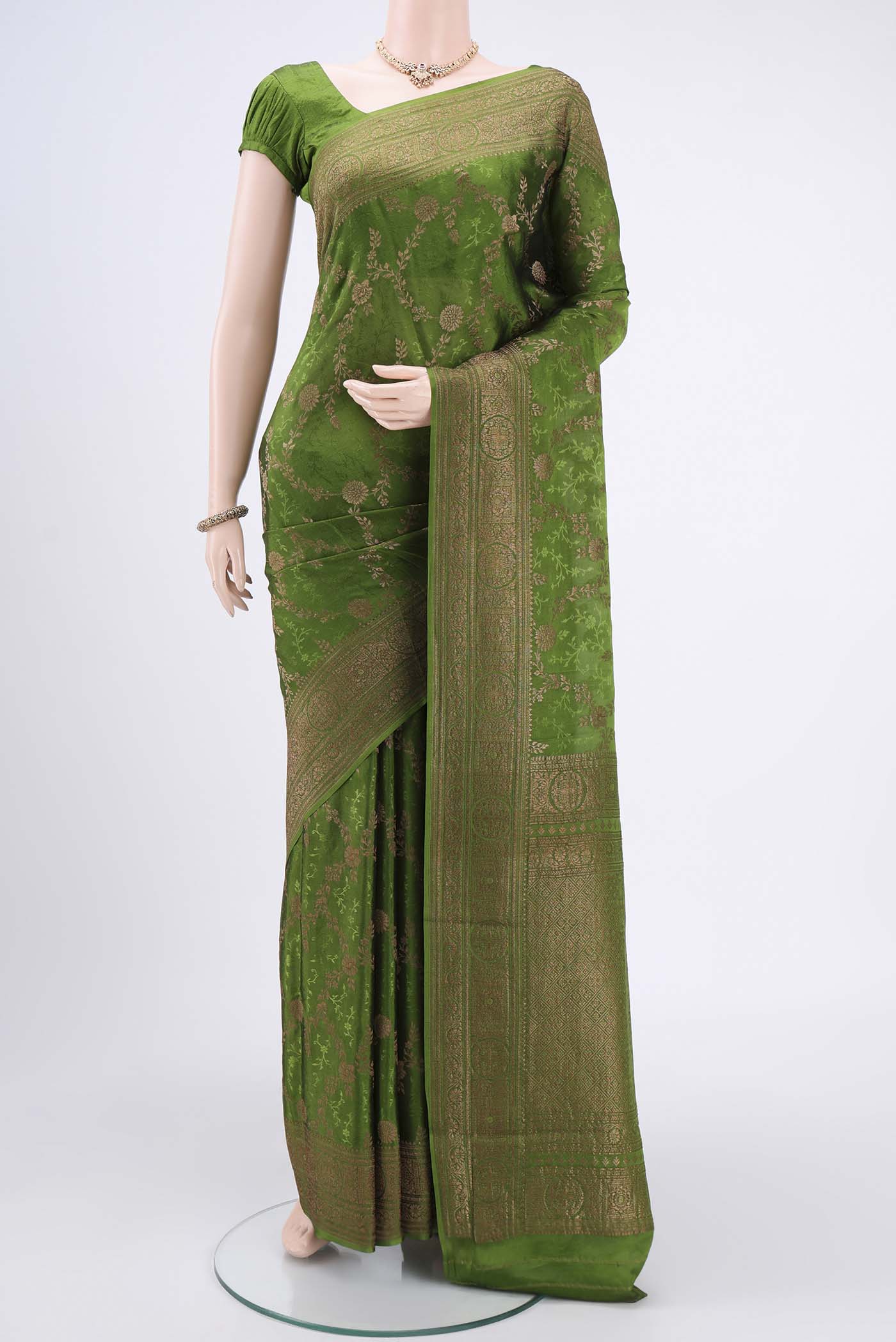 Green Banarasi Georgette Saree