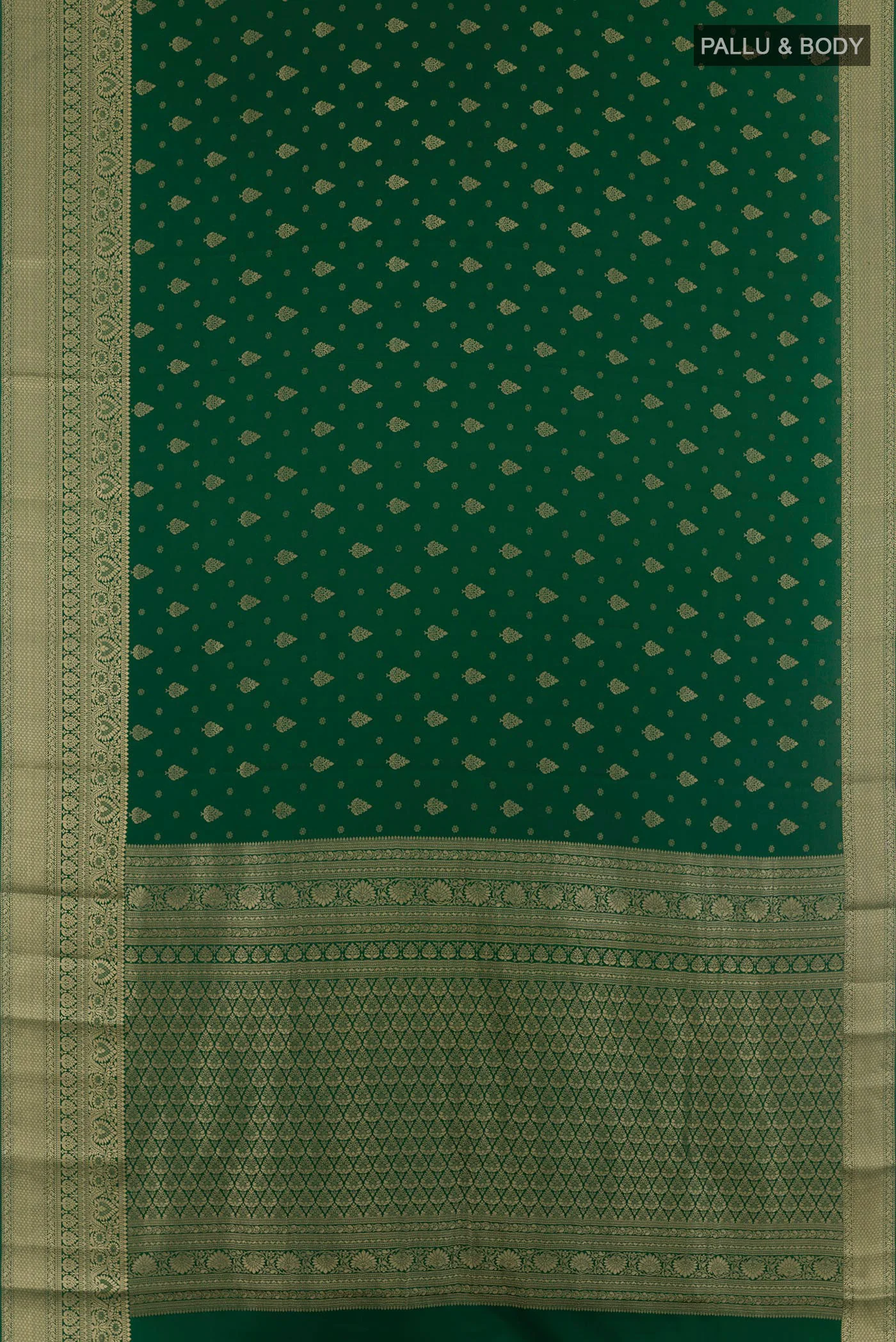Green Mysore Crepe Saree - Image 3