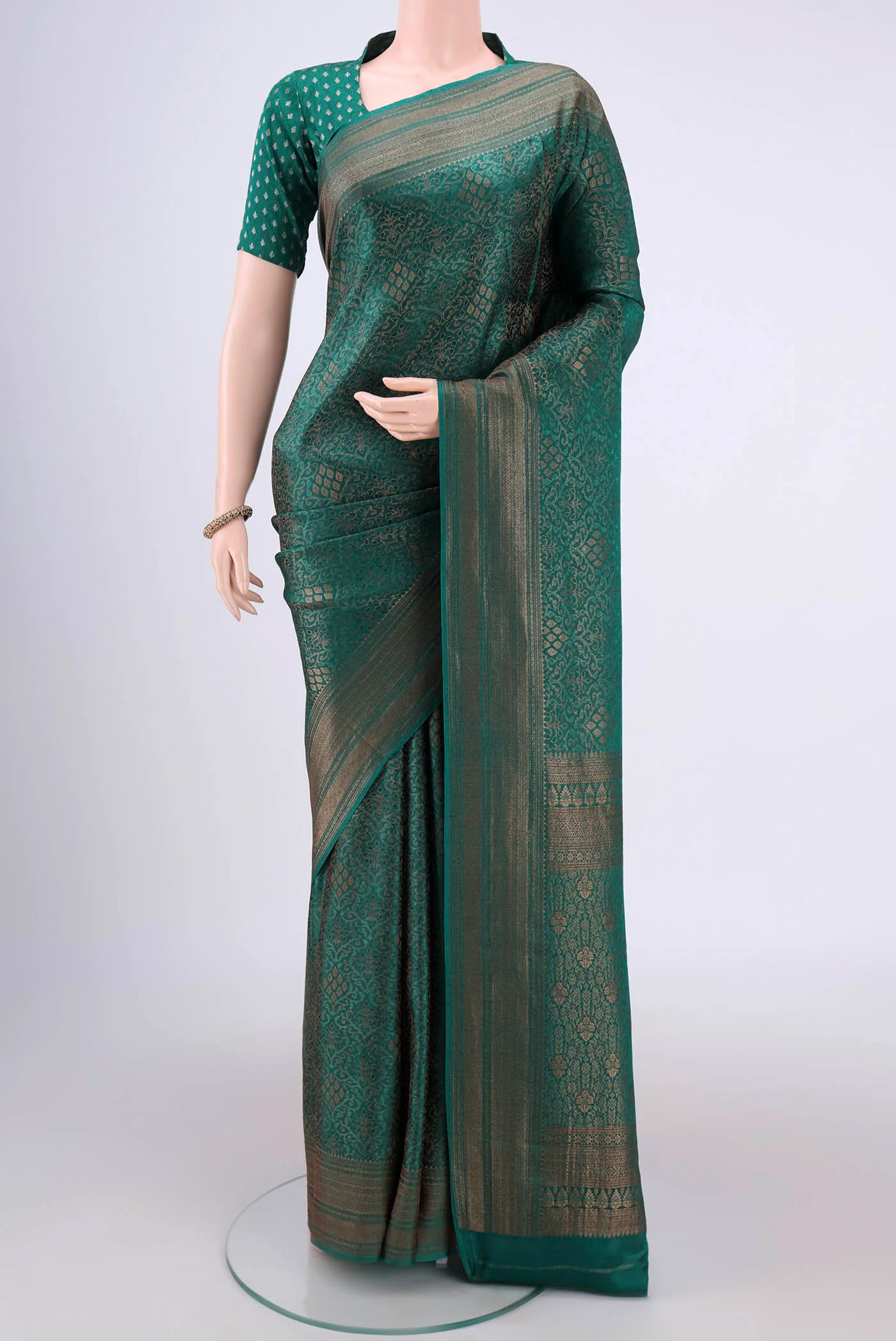 Green Mysore Crepe Saree