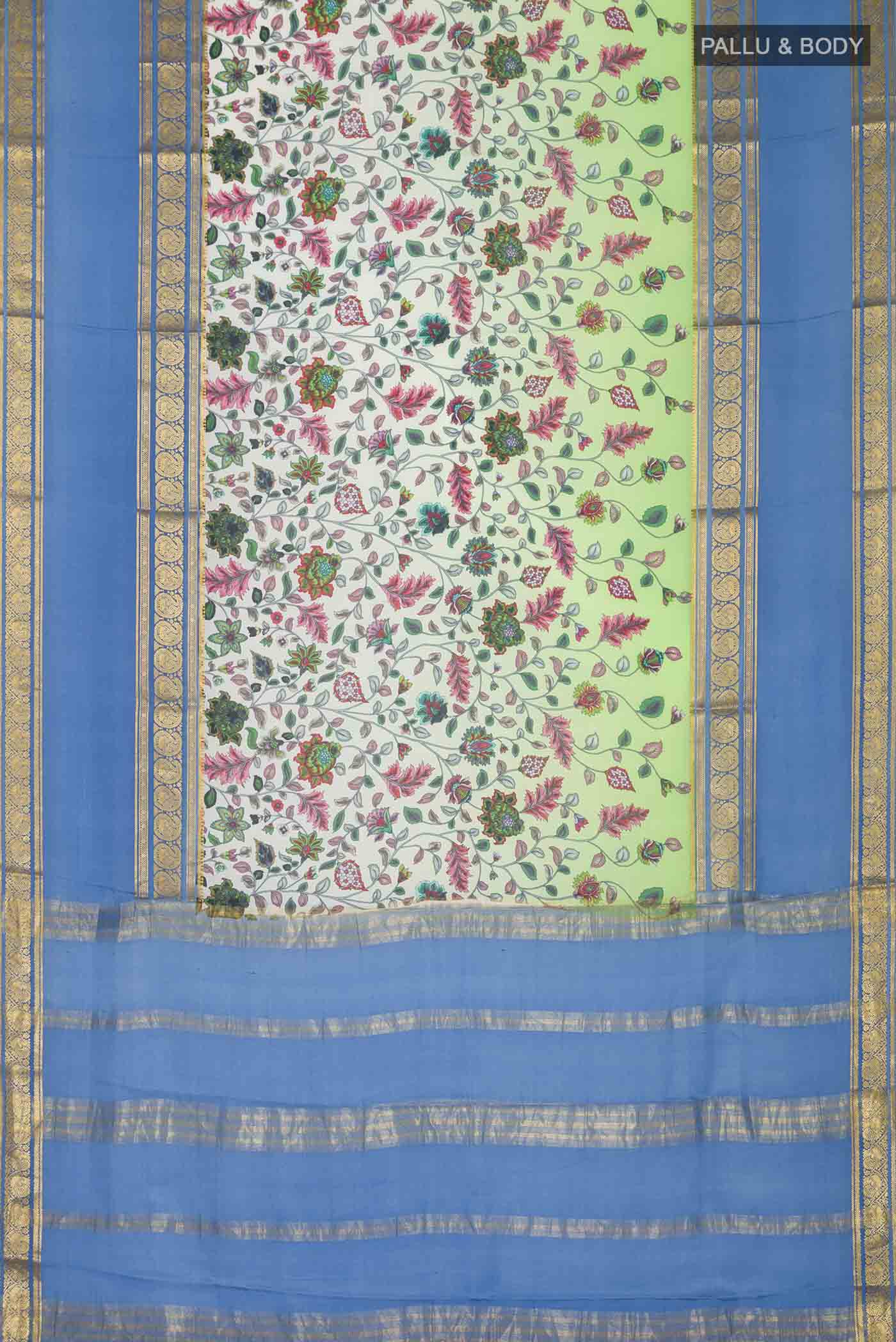 Green Mysore Crepe Saree - Image 5