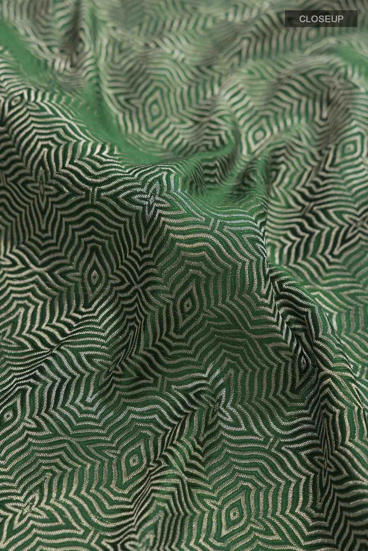 Green Mysore Crepe Saree - Image 2