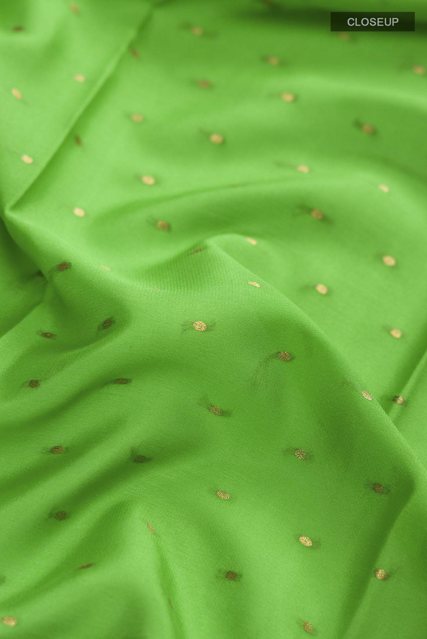 Green Mysore Crepe Saree - Image 2