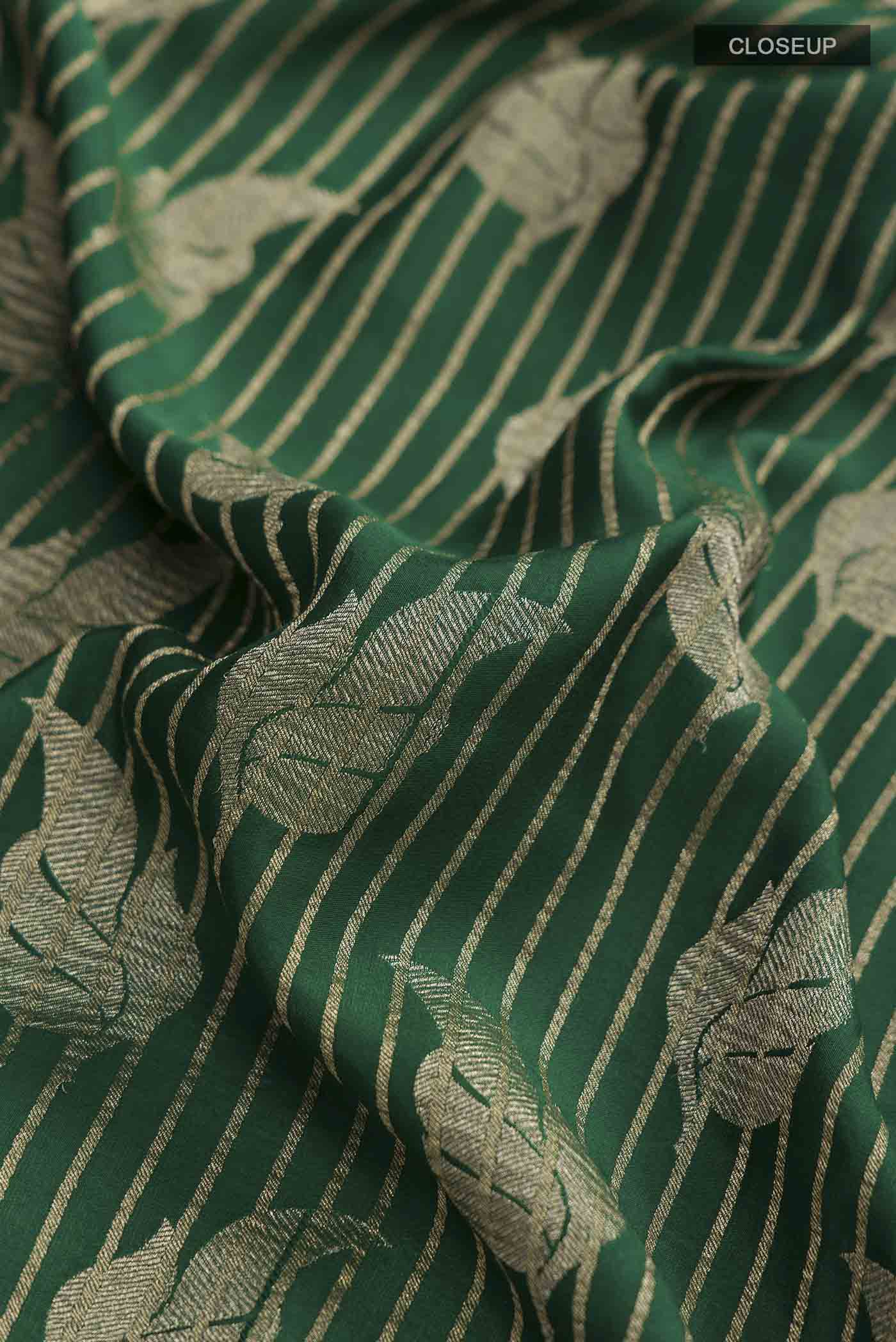 Green Mysore Crepe Saree - Image 2