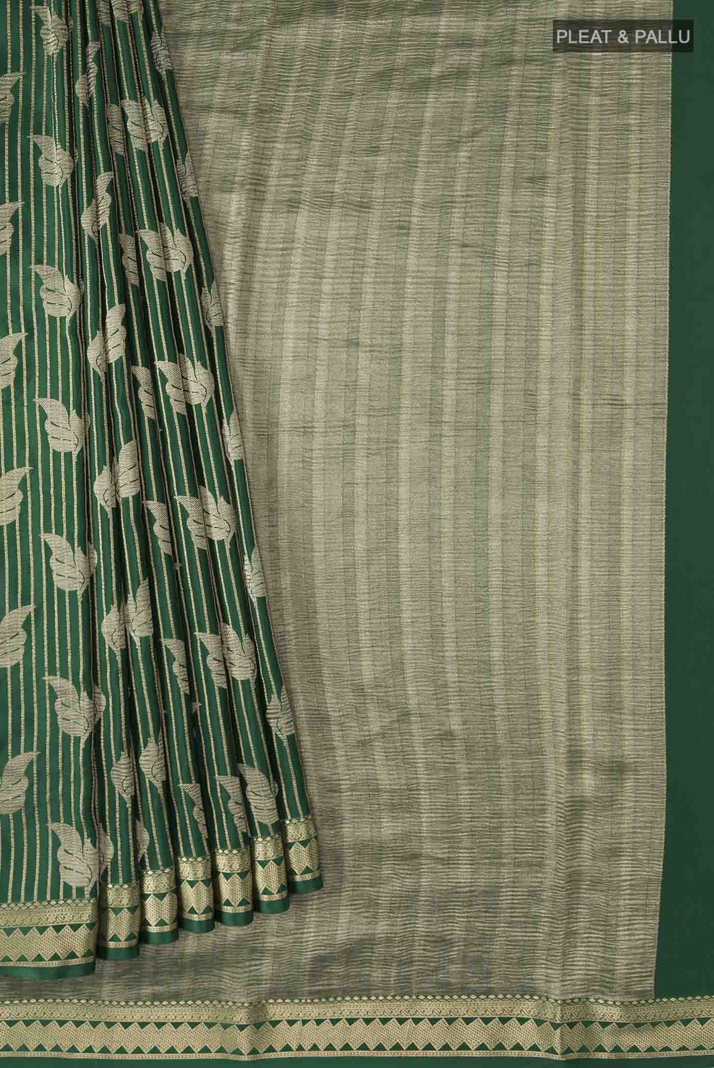 Green Mysore Crepe Saree - Image 4