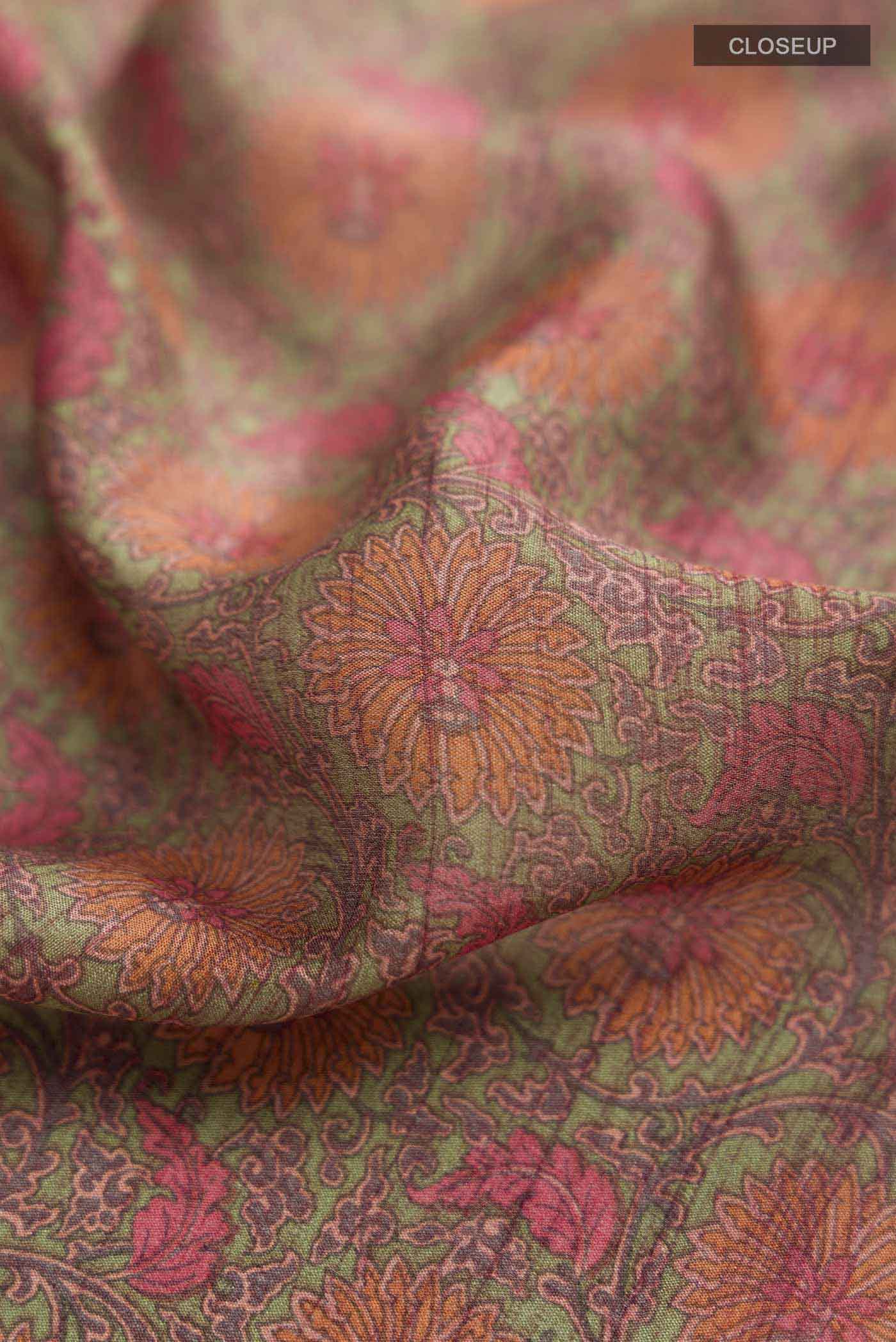 Green Mysore Crepe Saree - Image 2