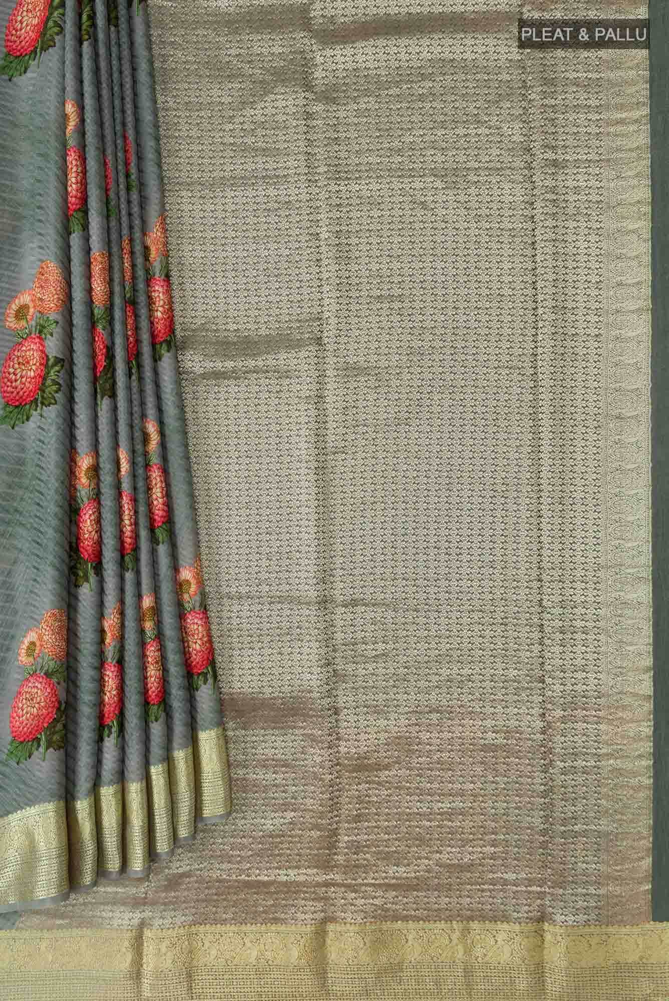 Green Mysore Crepe Saree - Image 2