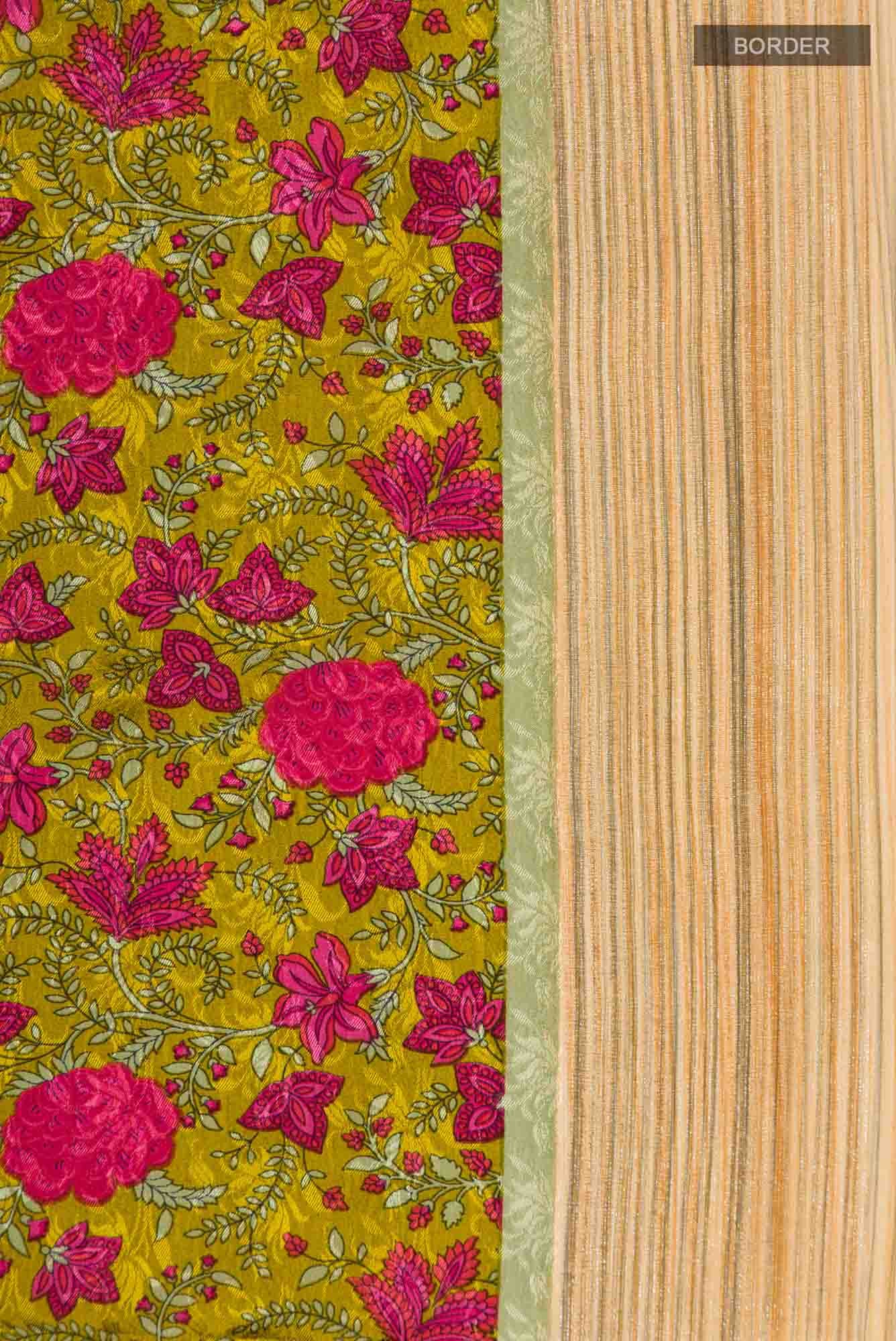 Green Mysore Crepe Saree - Image 4