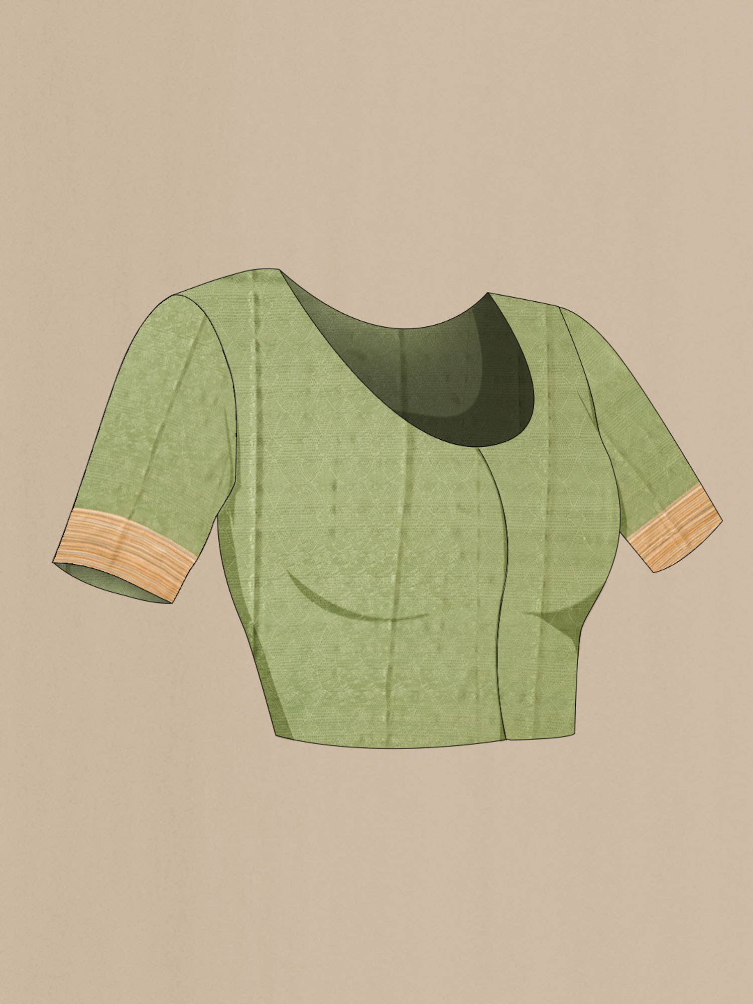 Green Mysore Crepe Saree - Image 5