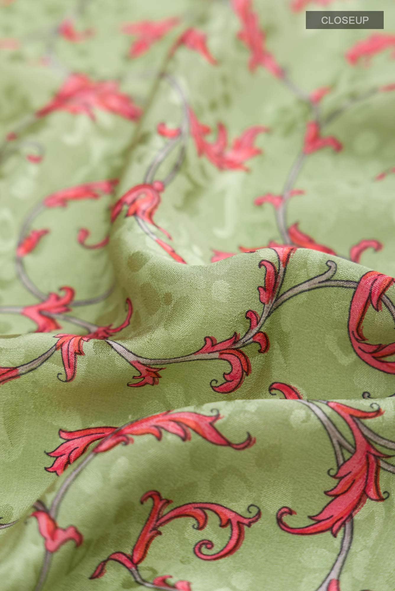Green Mysore Crepe Saree - Image 2