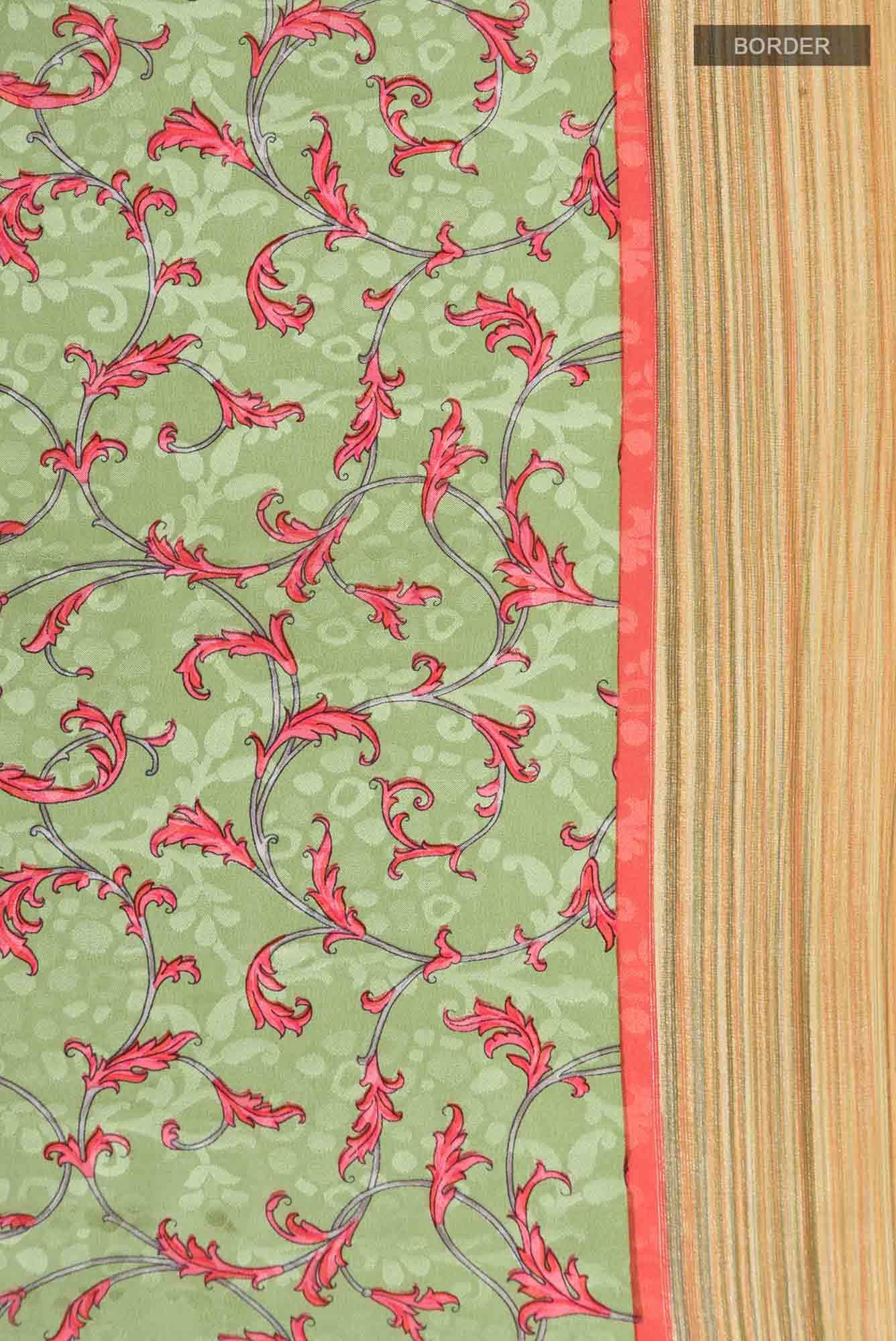 Green Mysore Crepe Saree - Image 4