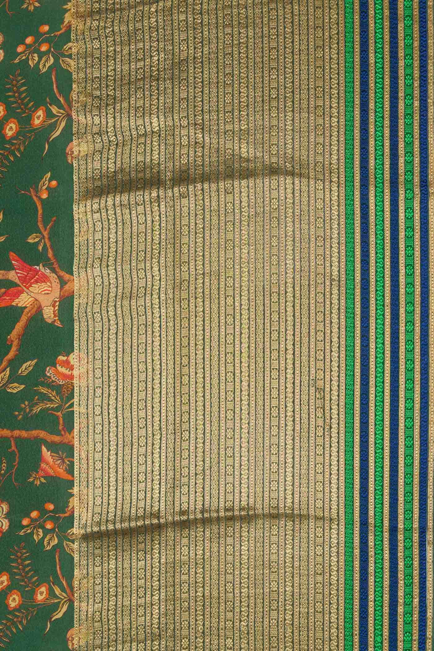 Green Mysore Crepe Saree - Image 3